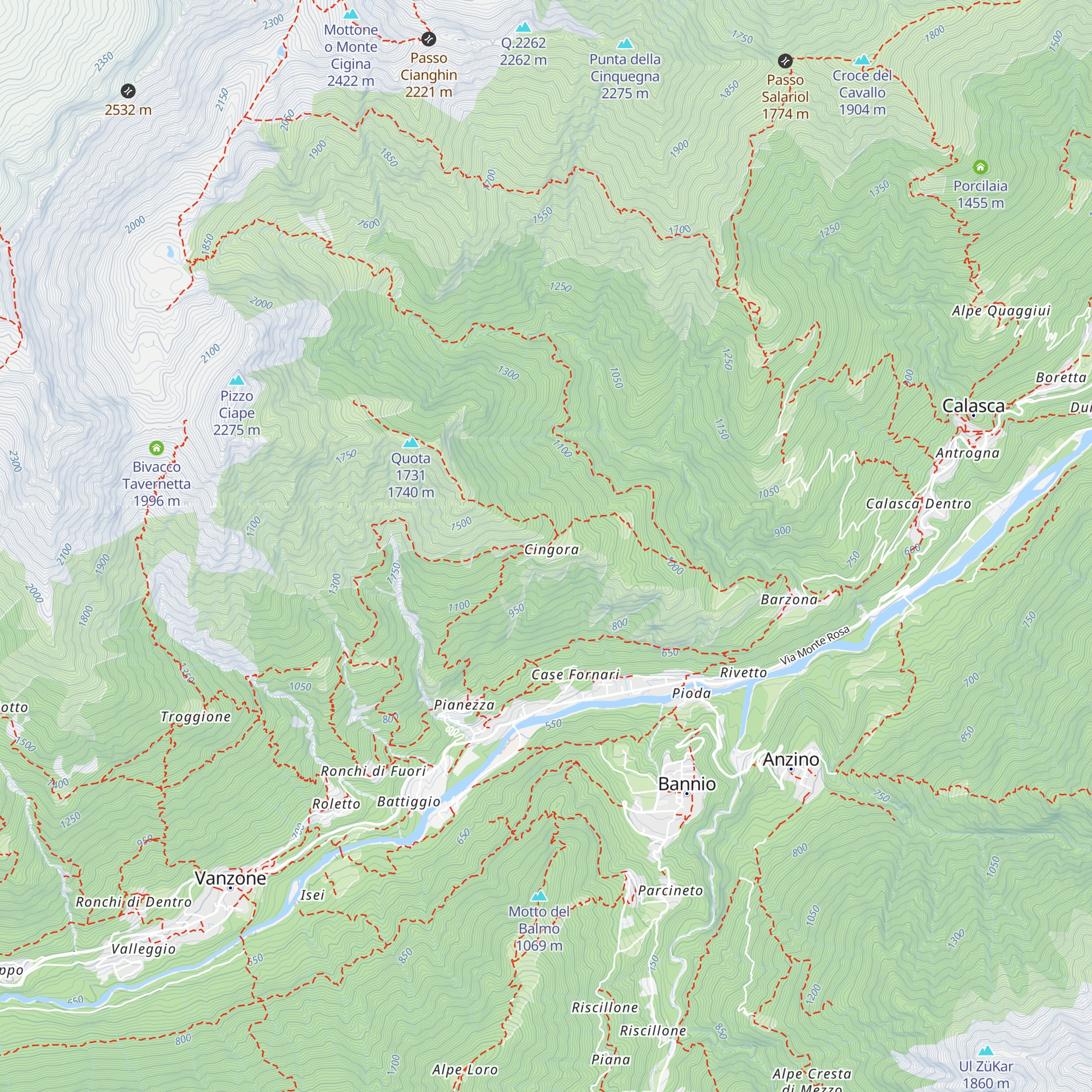 Bivacco Cingora m.1283 map