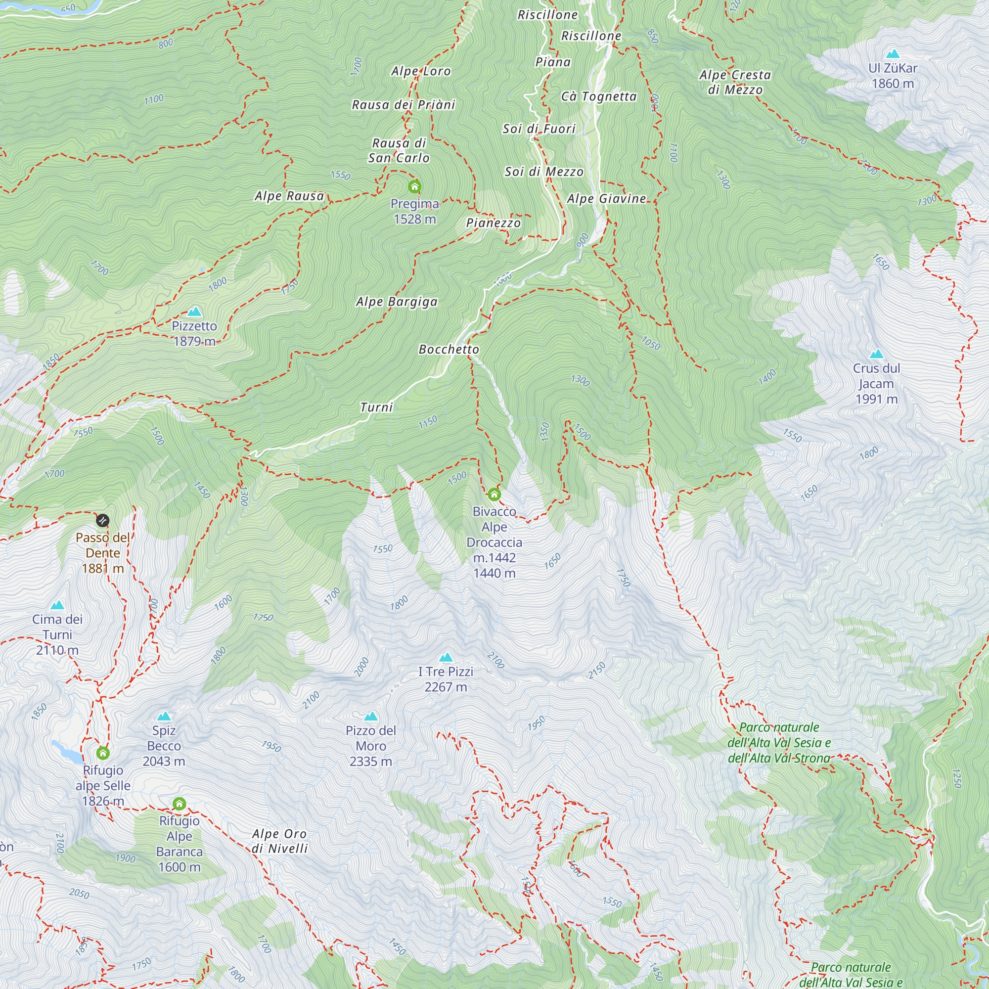 Bivacco Alpe Drocaccia m.1442 map