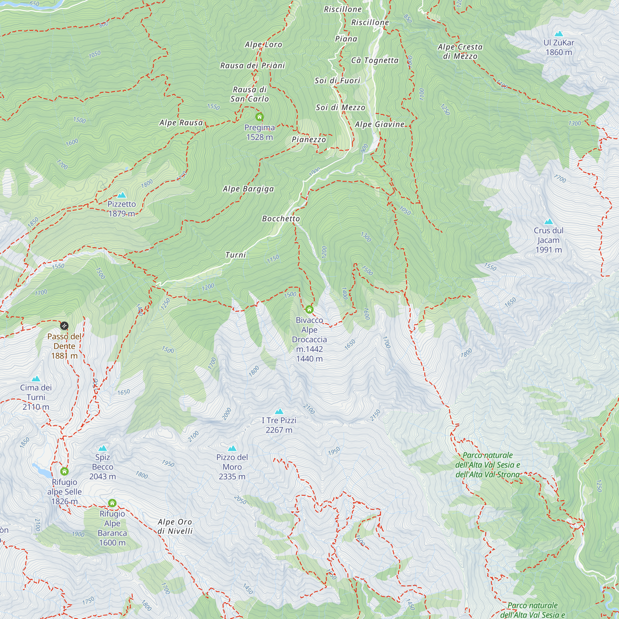 Bivacco Alpe Drocaccia m.1442 map