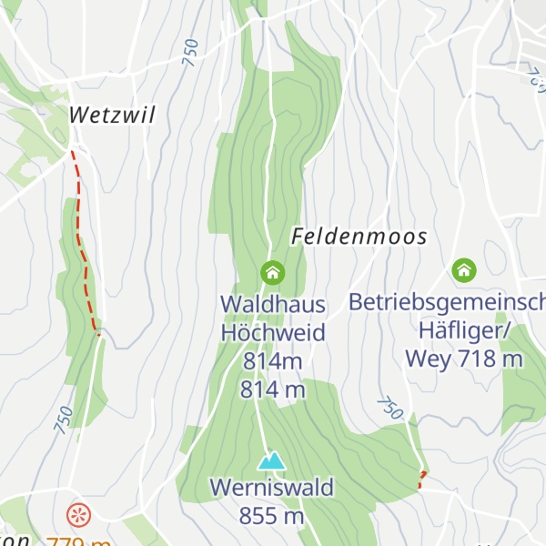 Map of Waldhaus Höchweid 814m