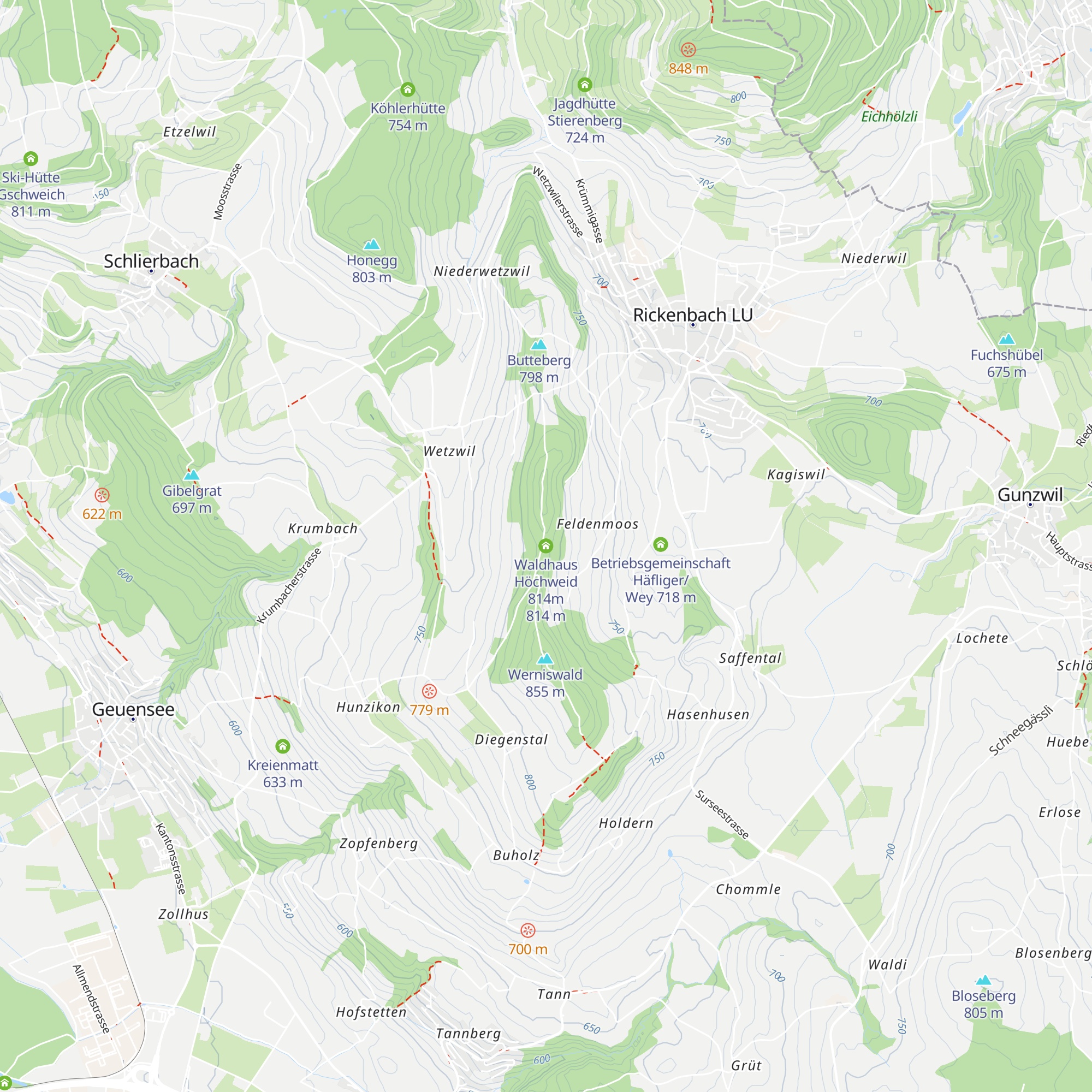 Waldhaus Höchweid 814m map