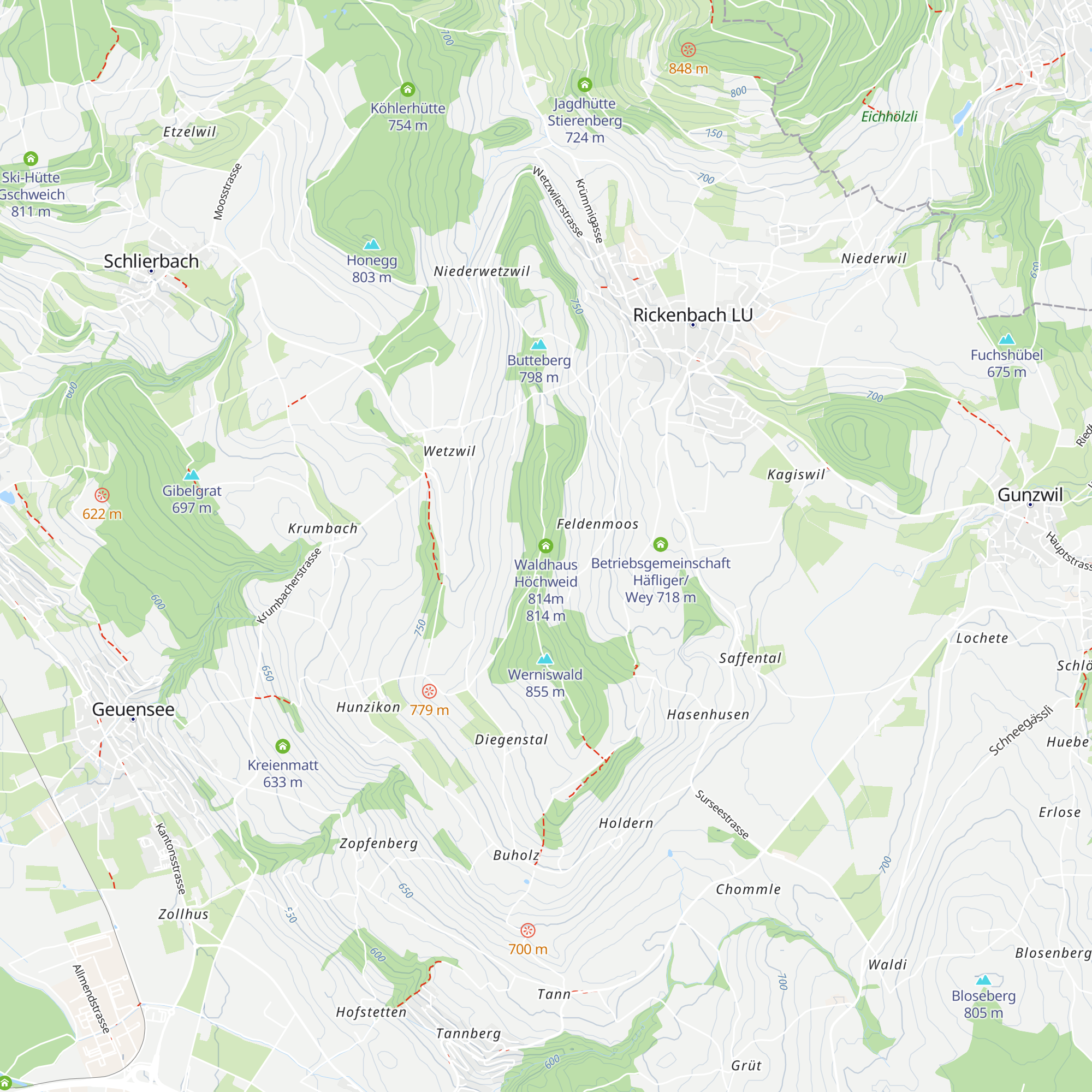 Waldhaus Höchweid 814m map