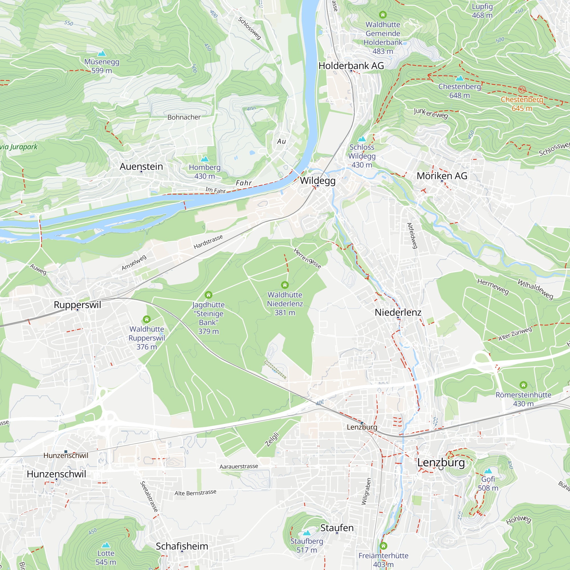 Waldhütte Niederlenz map
