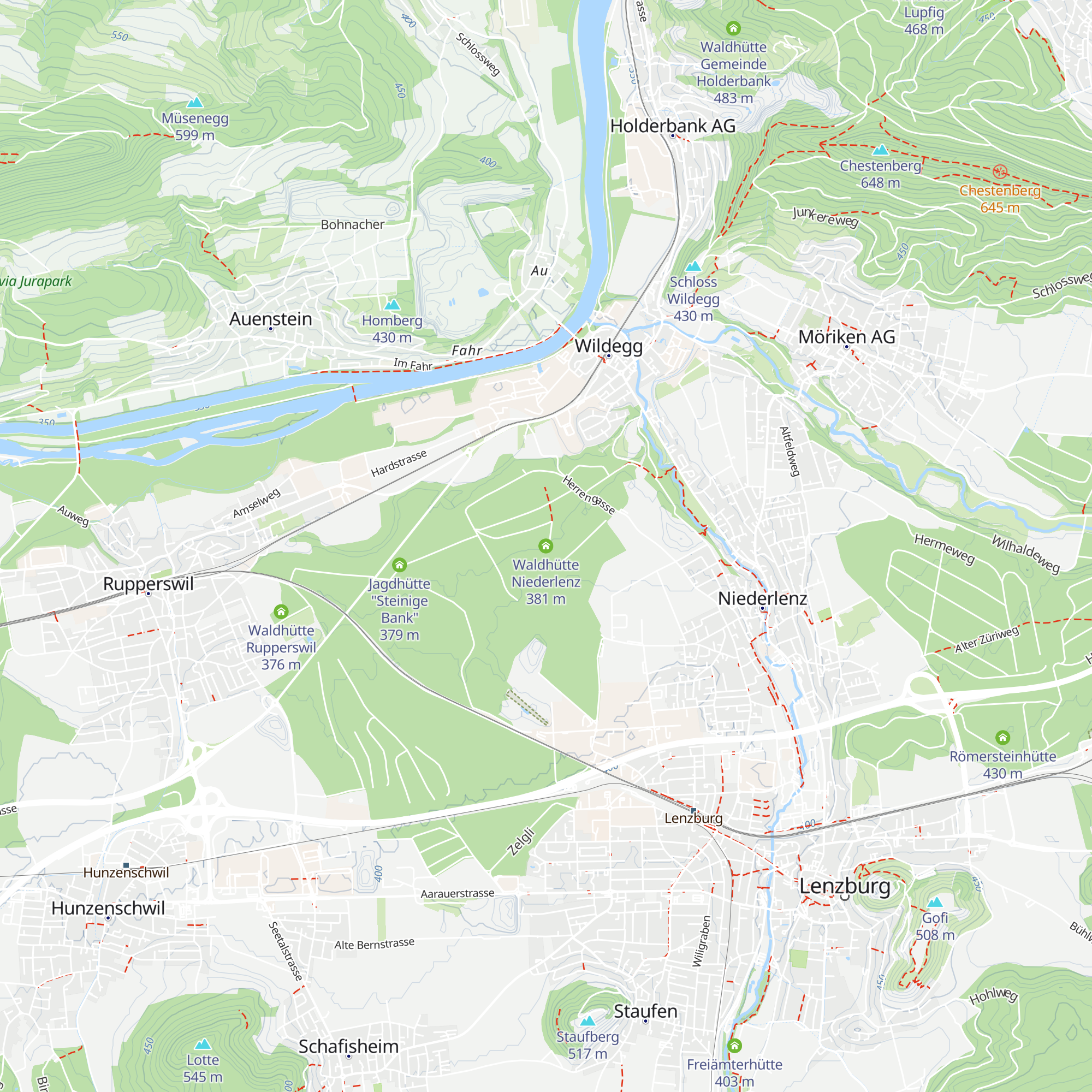 Waldhütte Niederlenz map
