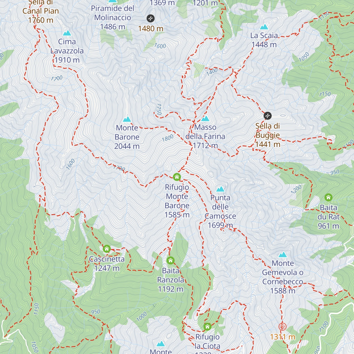 Rifugio Monte Barone map