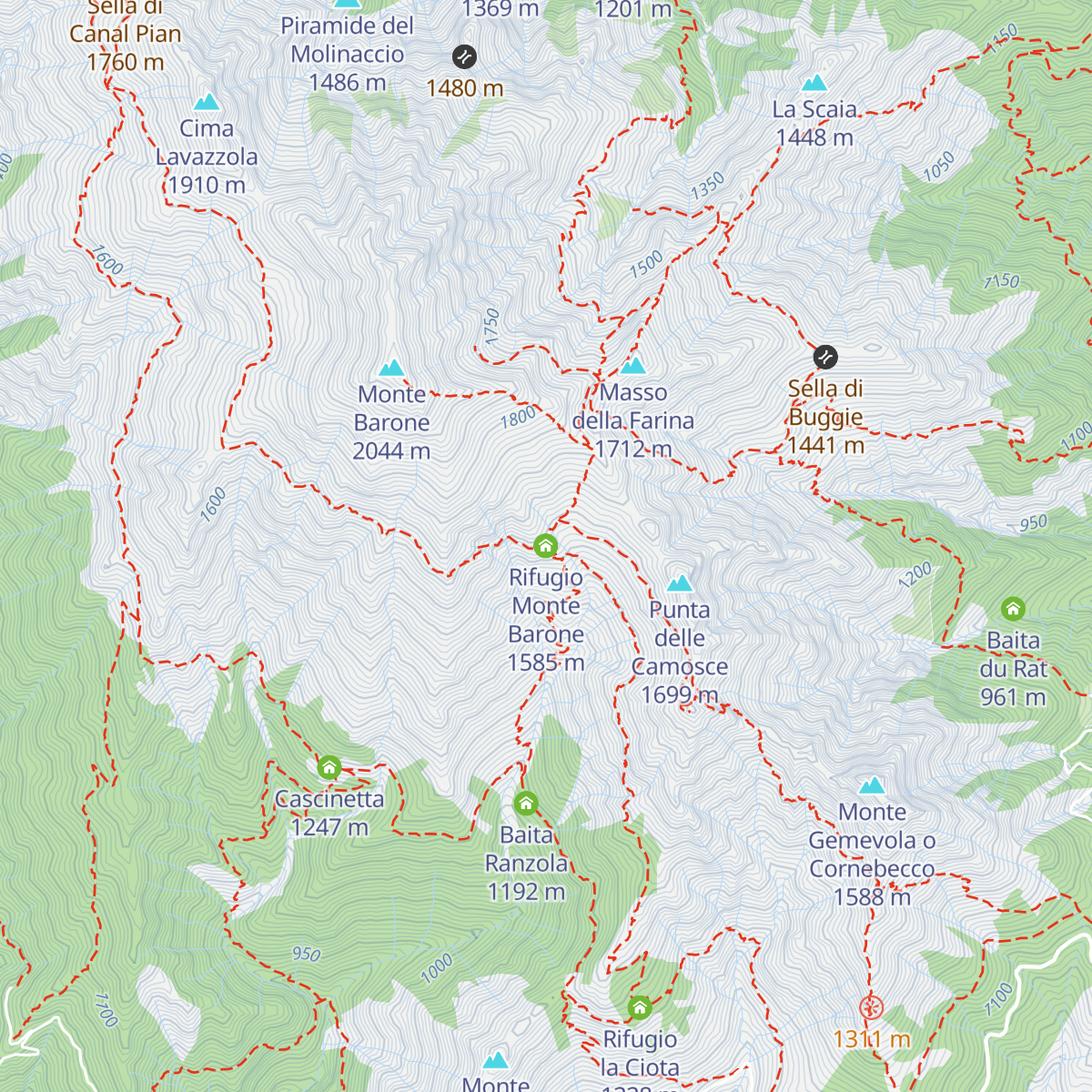 Rifugio Monte Barone map