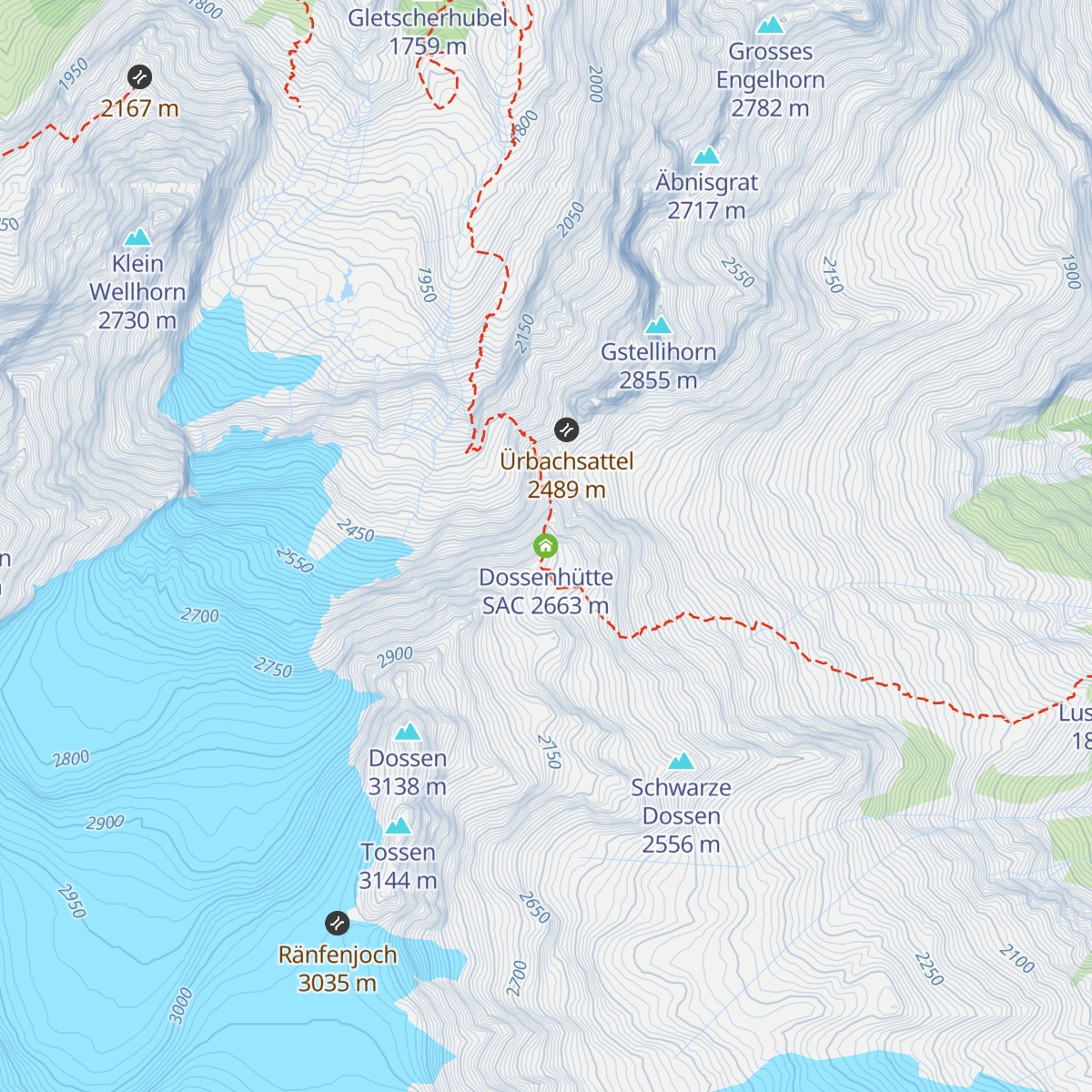 Dossenhütte SAC map