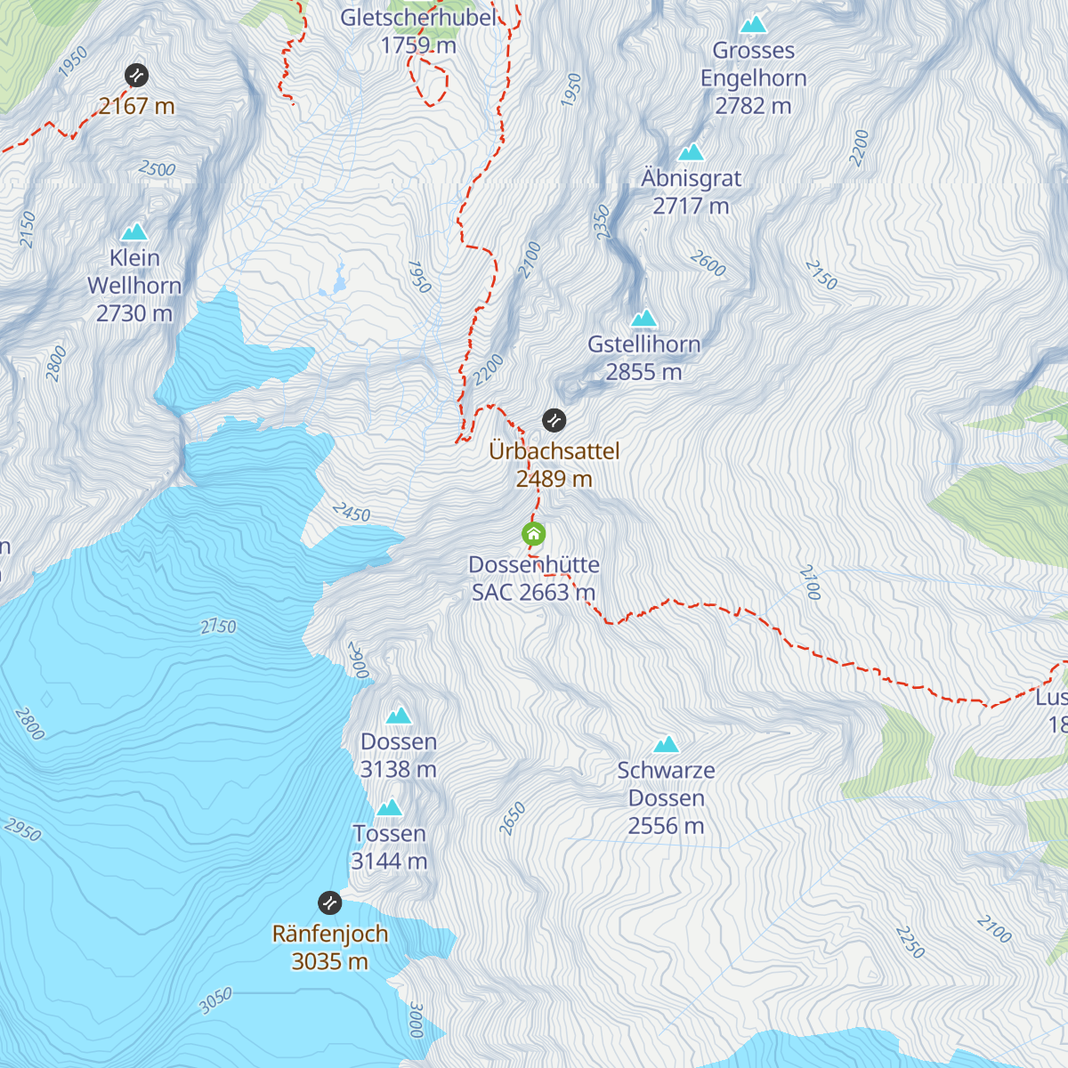 Dossenhütte SAC map