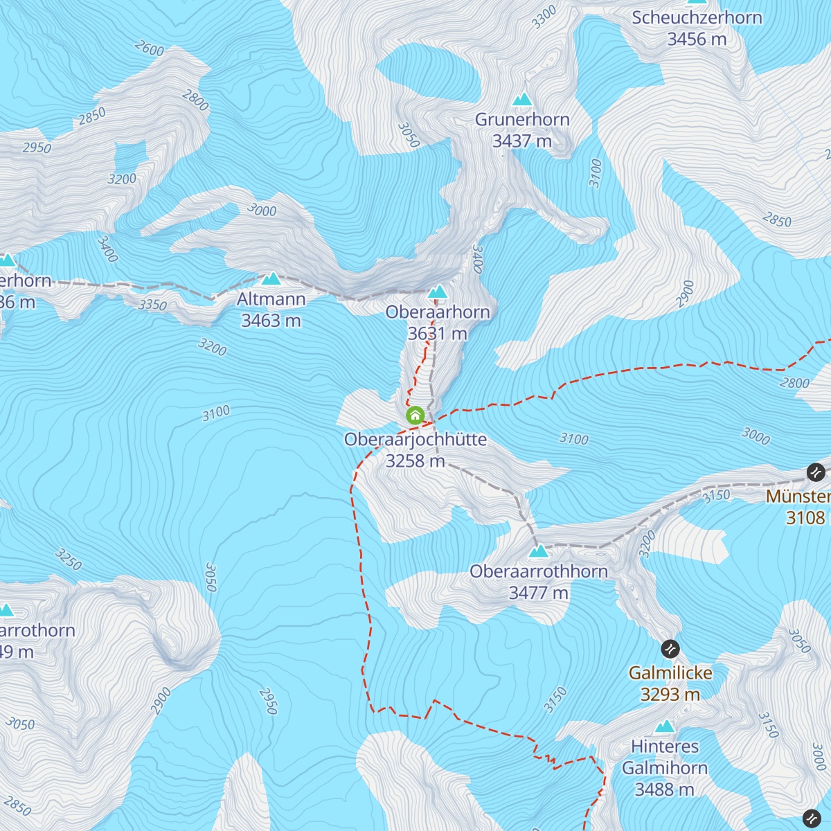 Oberaarjochhütte map