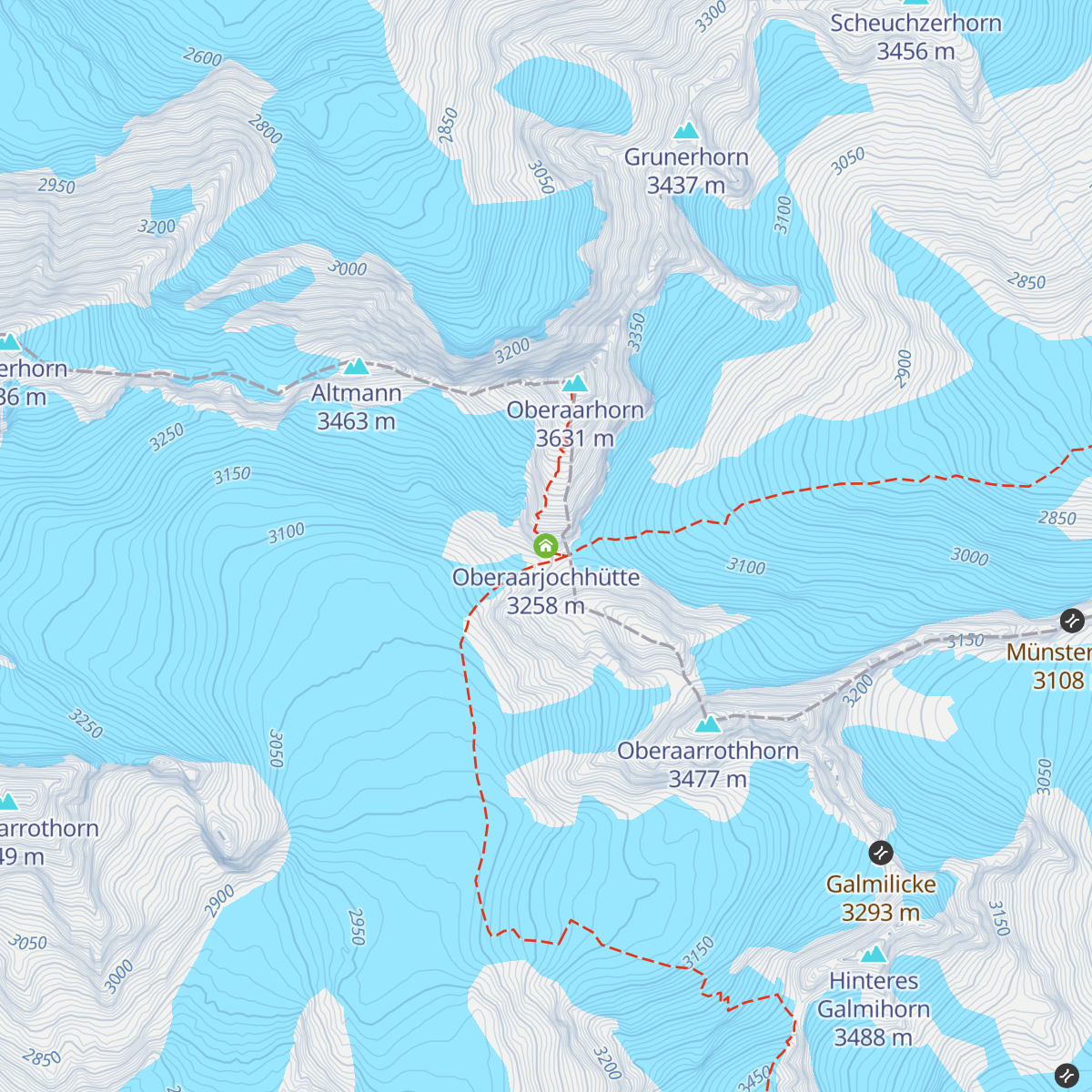 Oberaarjochhütte map