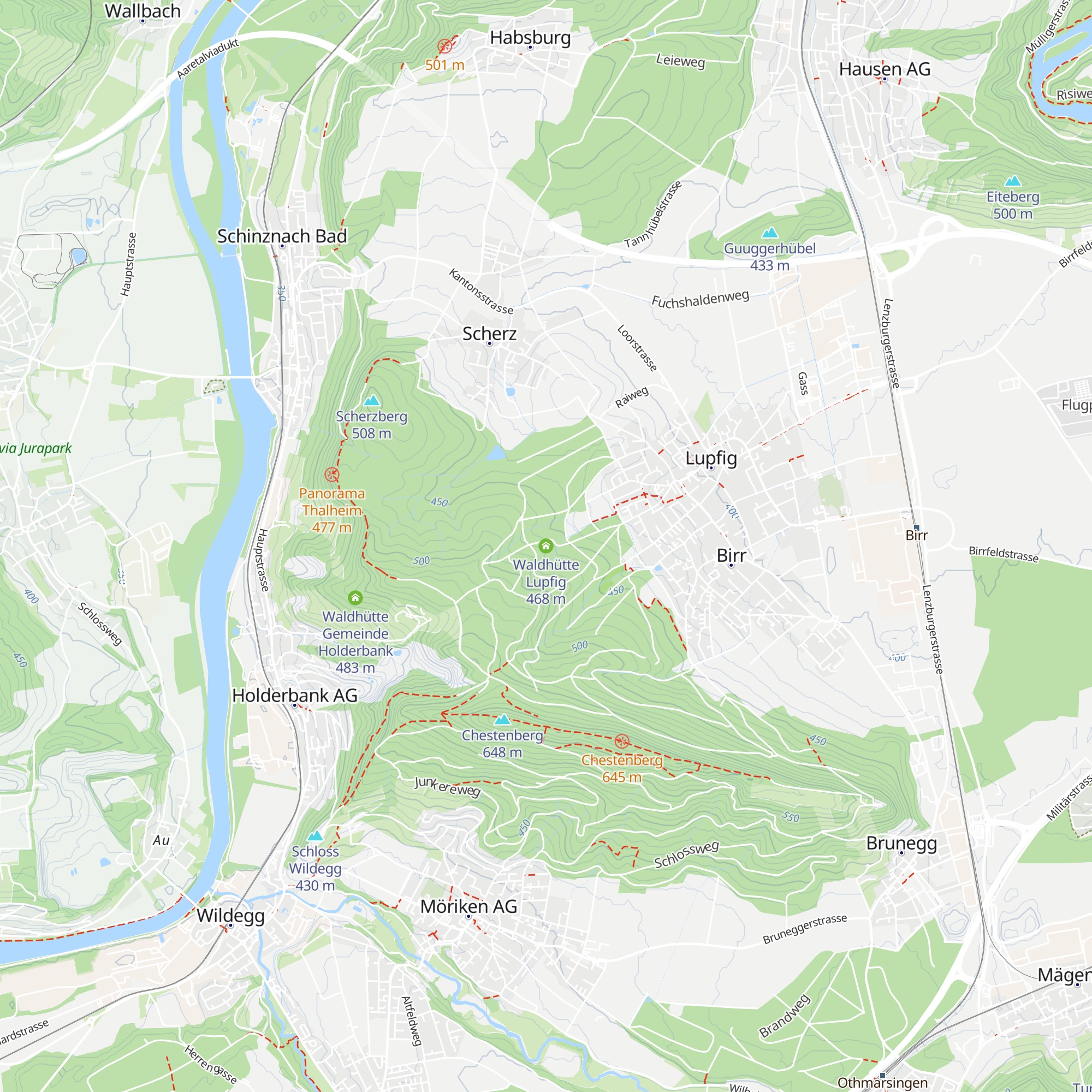 Waldhütte Lupfig map