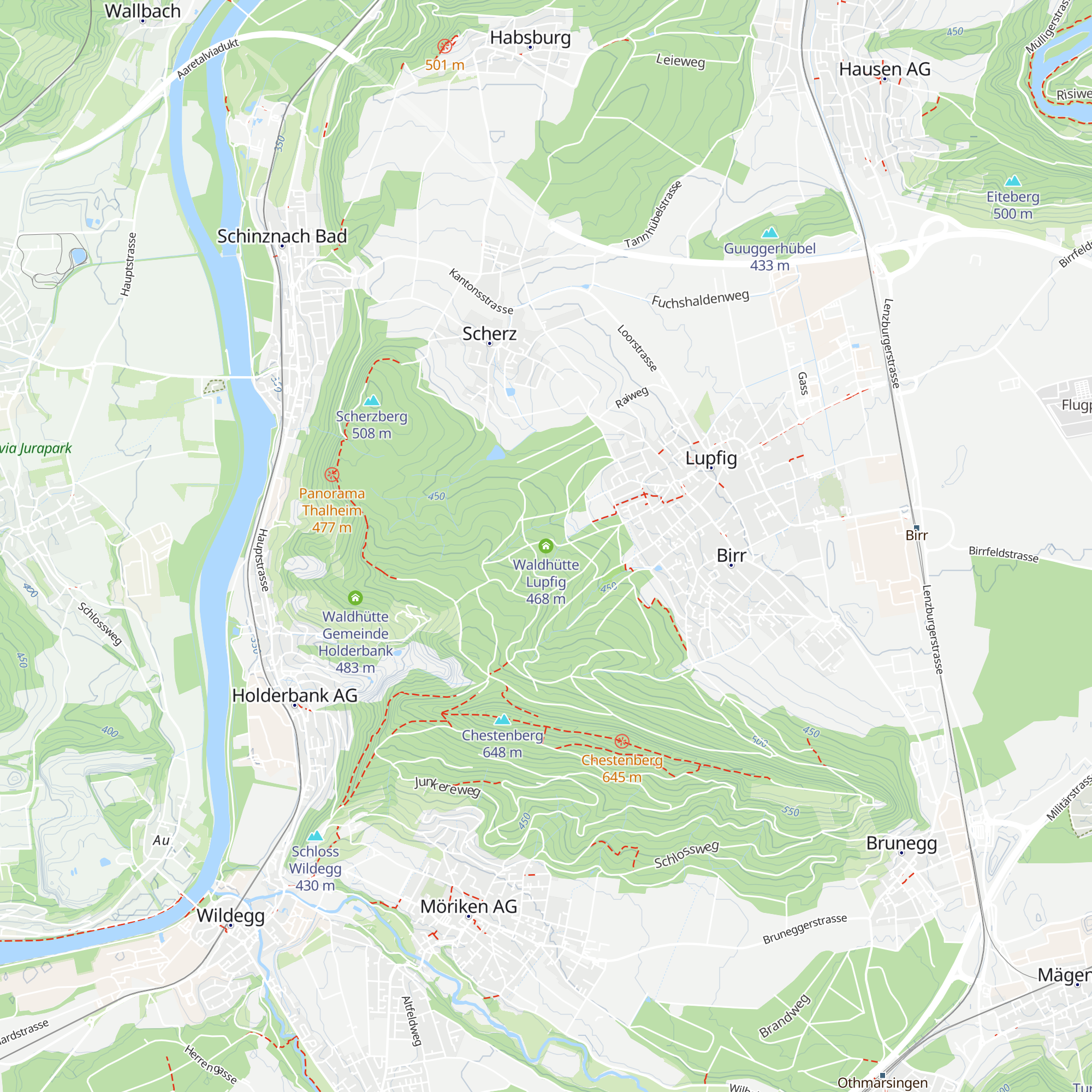 Waldhütte Lupfig map
