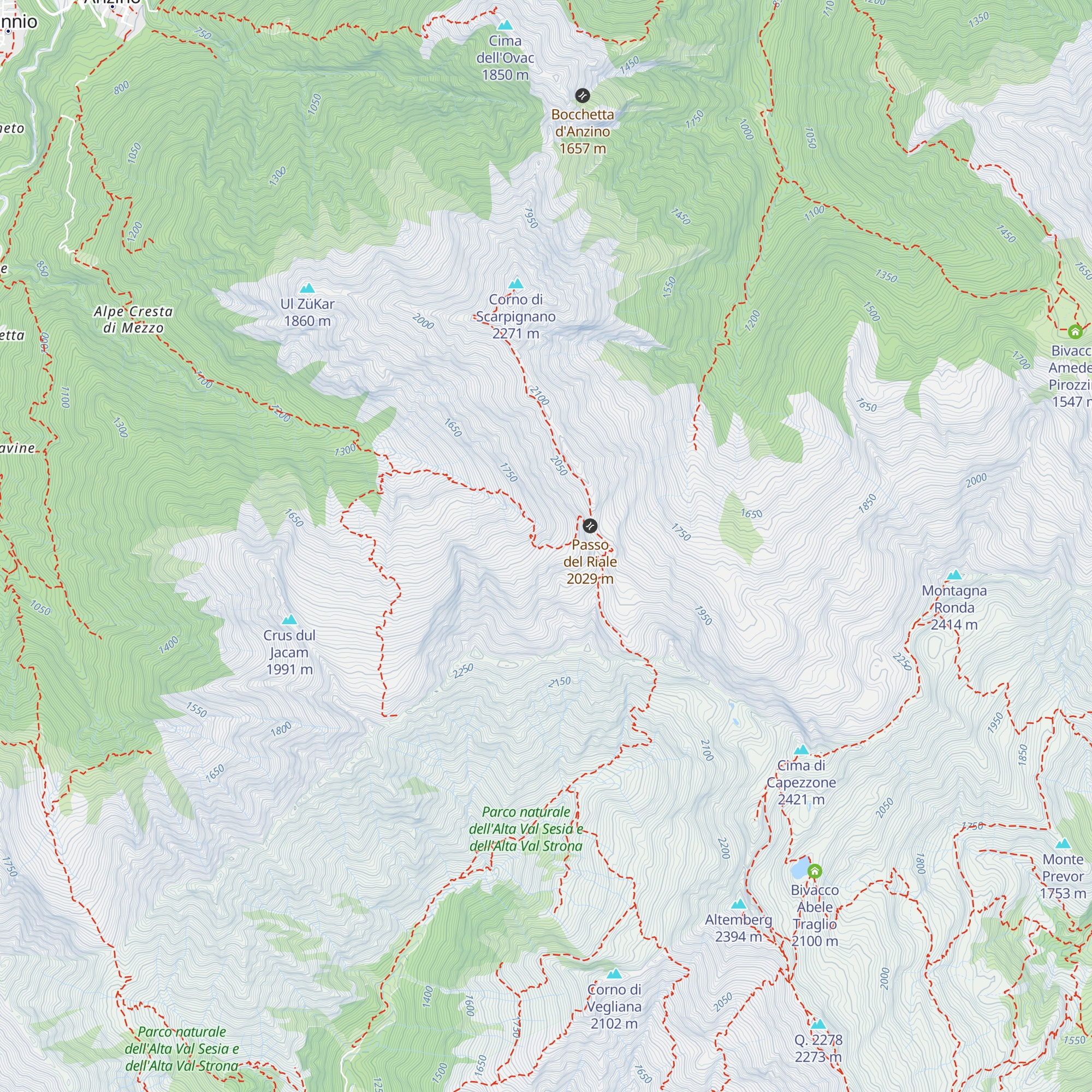 Bivacco Riale map