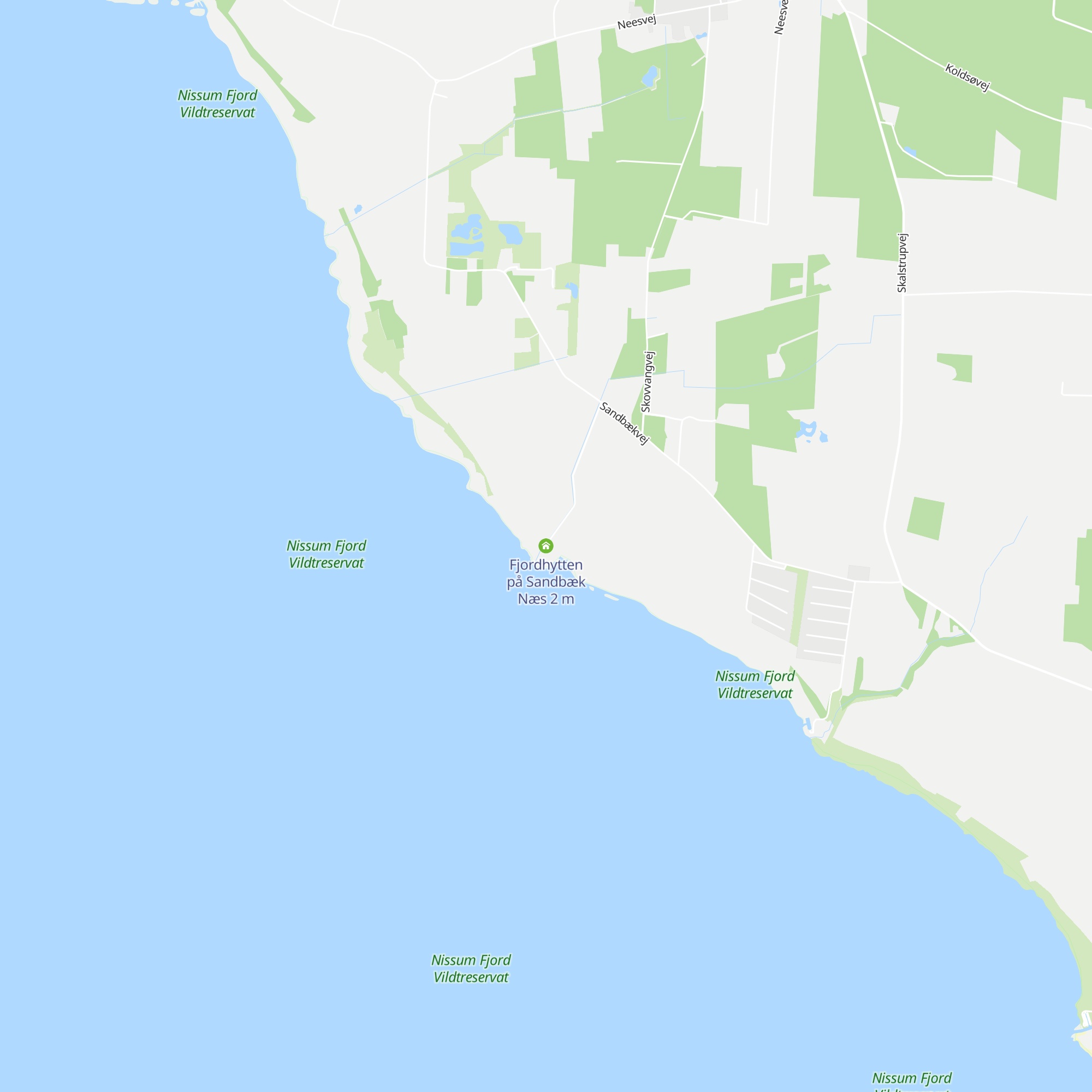 Fjordhytten på Sandbæk Næs map