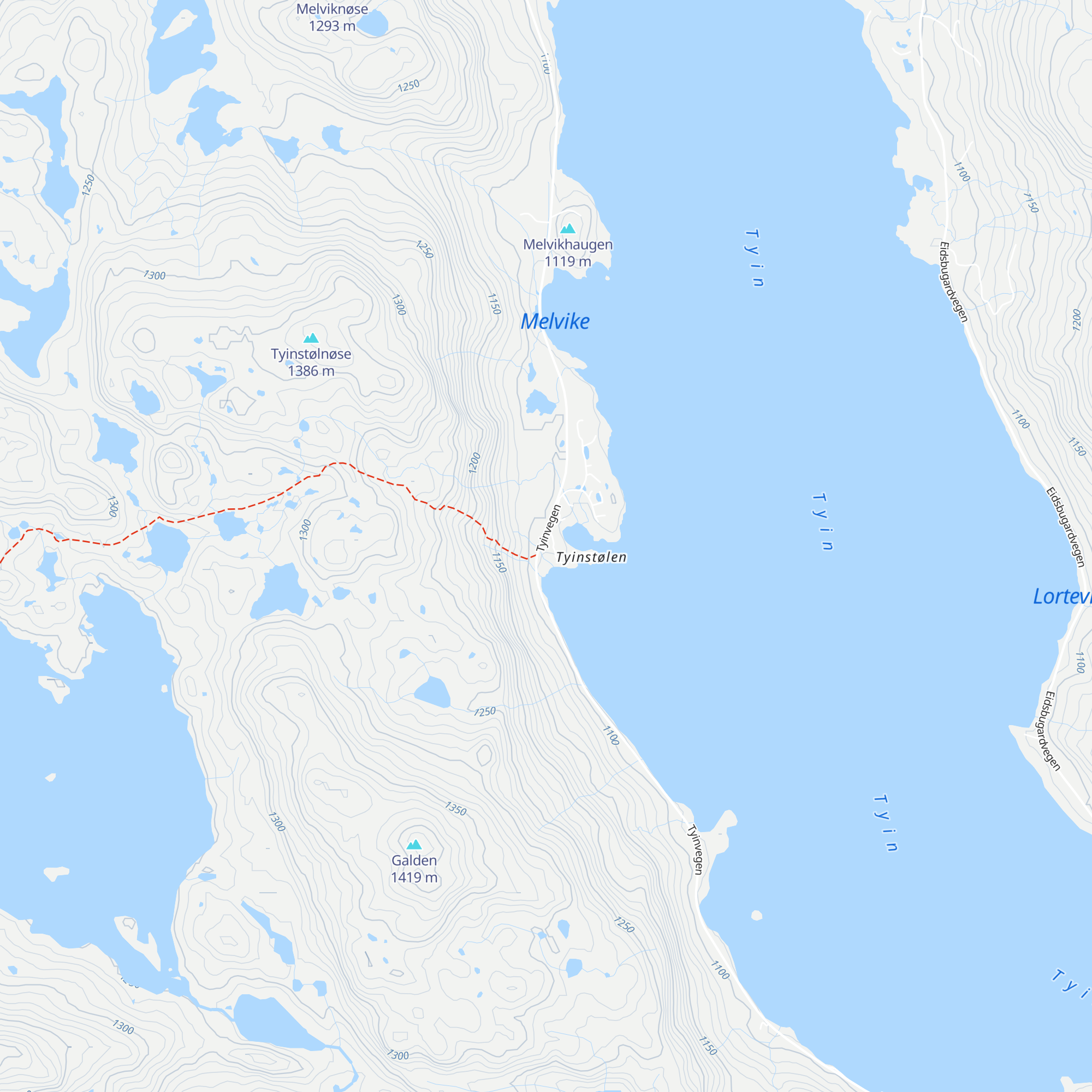 Tyinstølen Turisthytte map