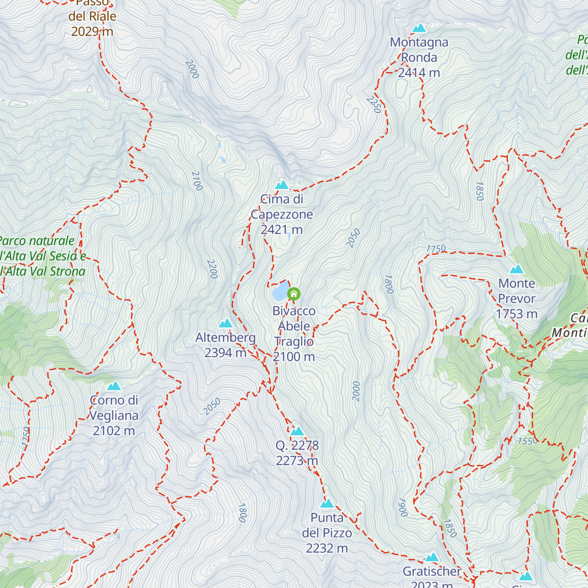 Bivacco Abele Traglio map