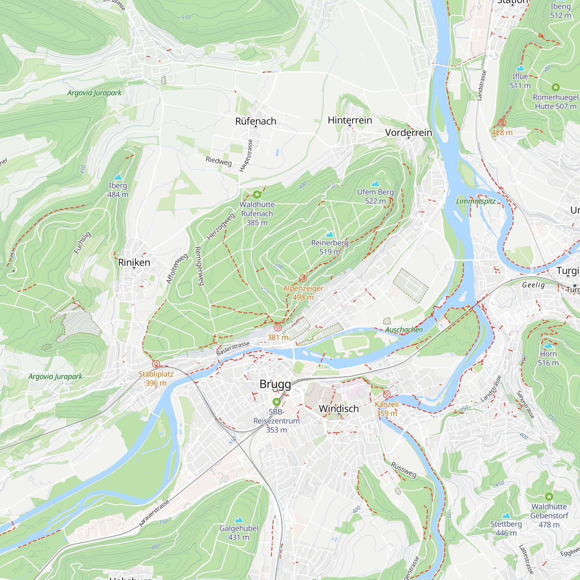 Waldhütte Brugg map