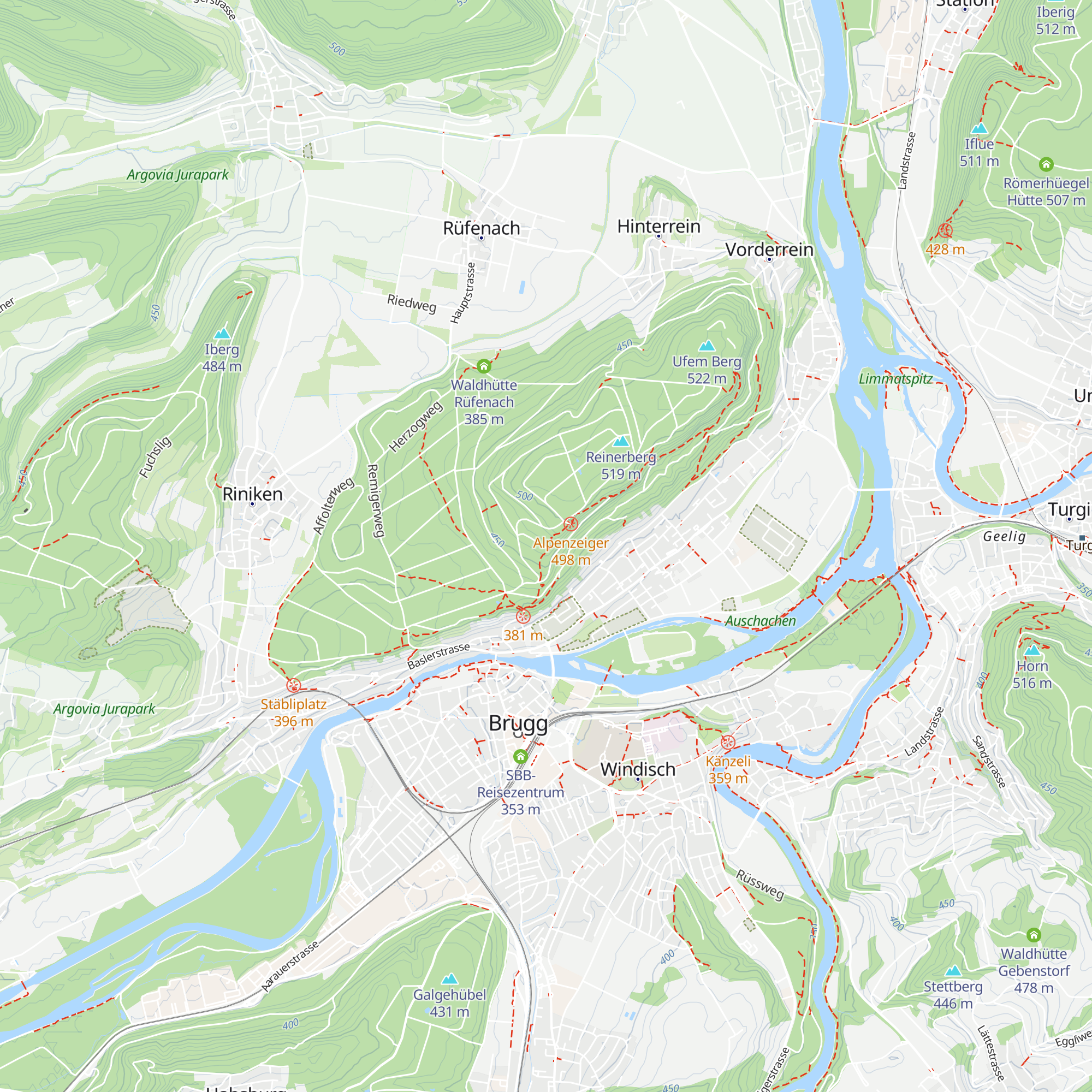 Waldhütte Brugg map
