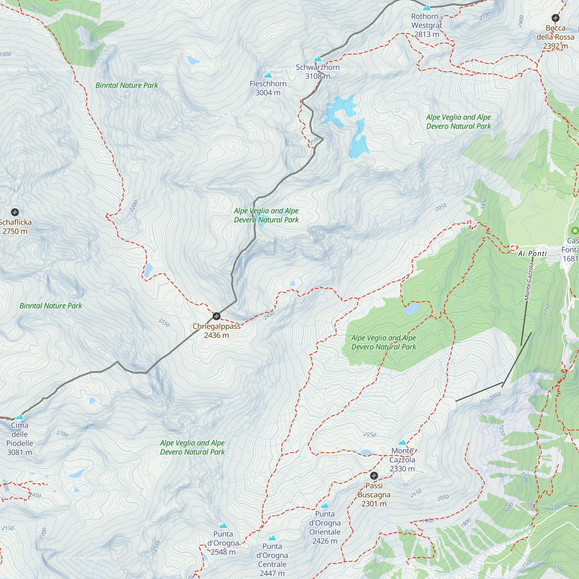 Bivacco Combi e Lanza map
