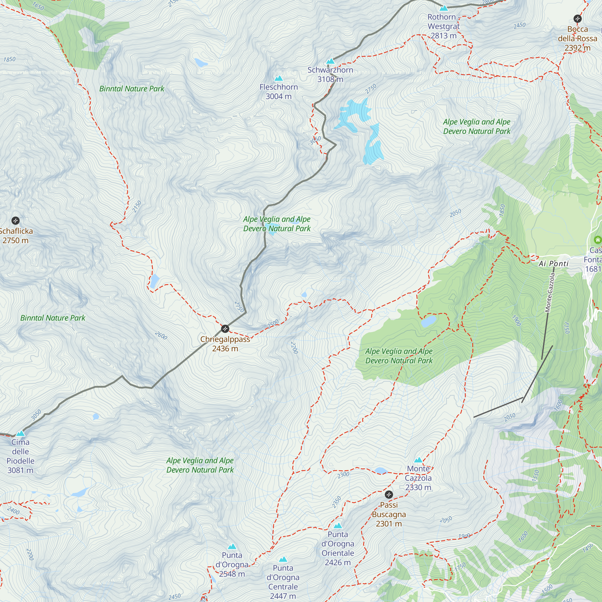 Bivacco Combi e Lanza map