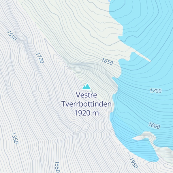 Map of Vestre Tverrbottinden
