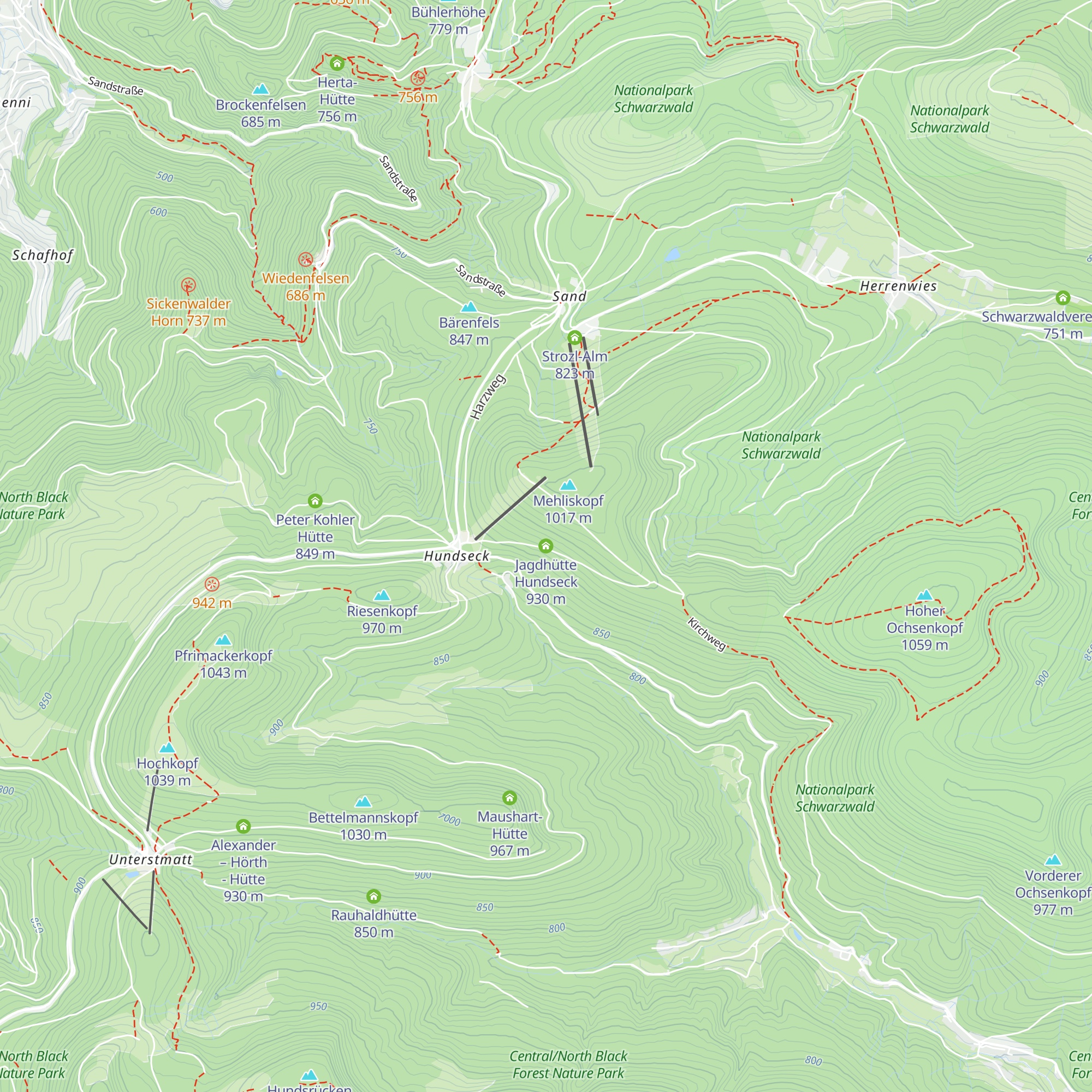 Jagdhütte Hundseck map