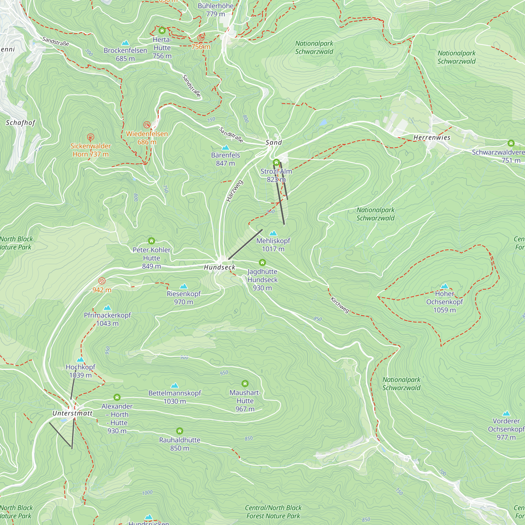 Jagdhütte Hundseck map