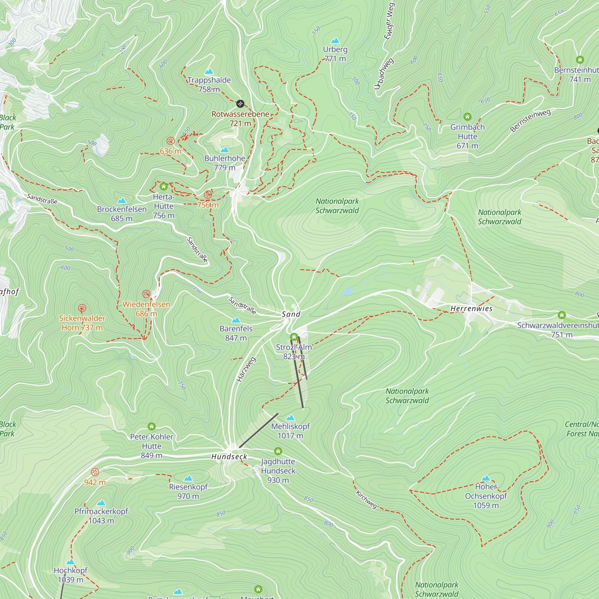 Bergwaldhütte Sand map
