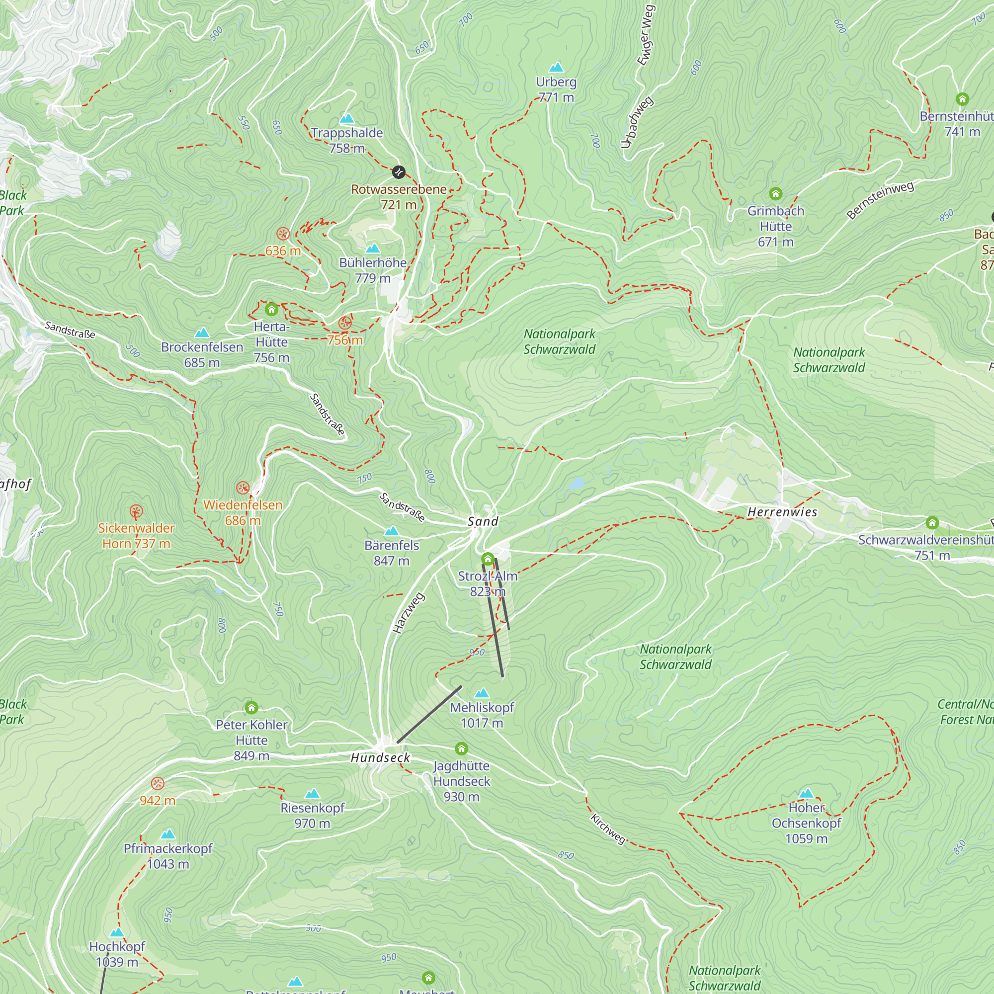 Bergwaldhütte Sand map