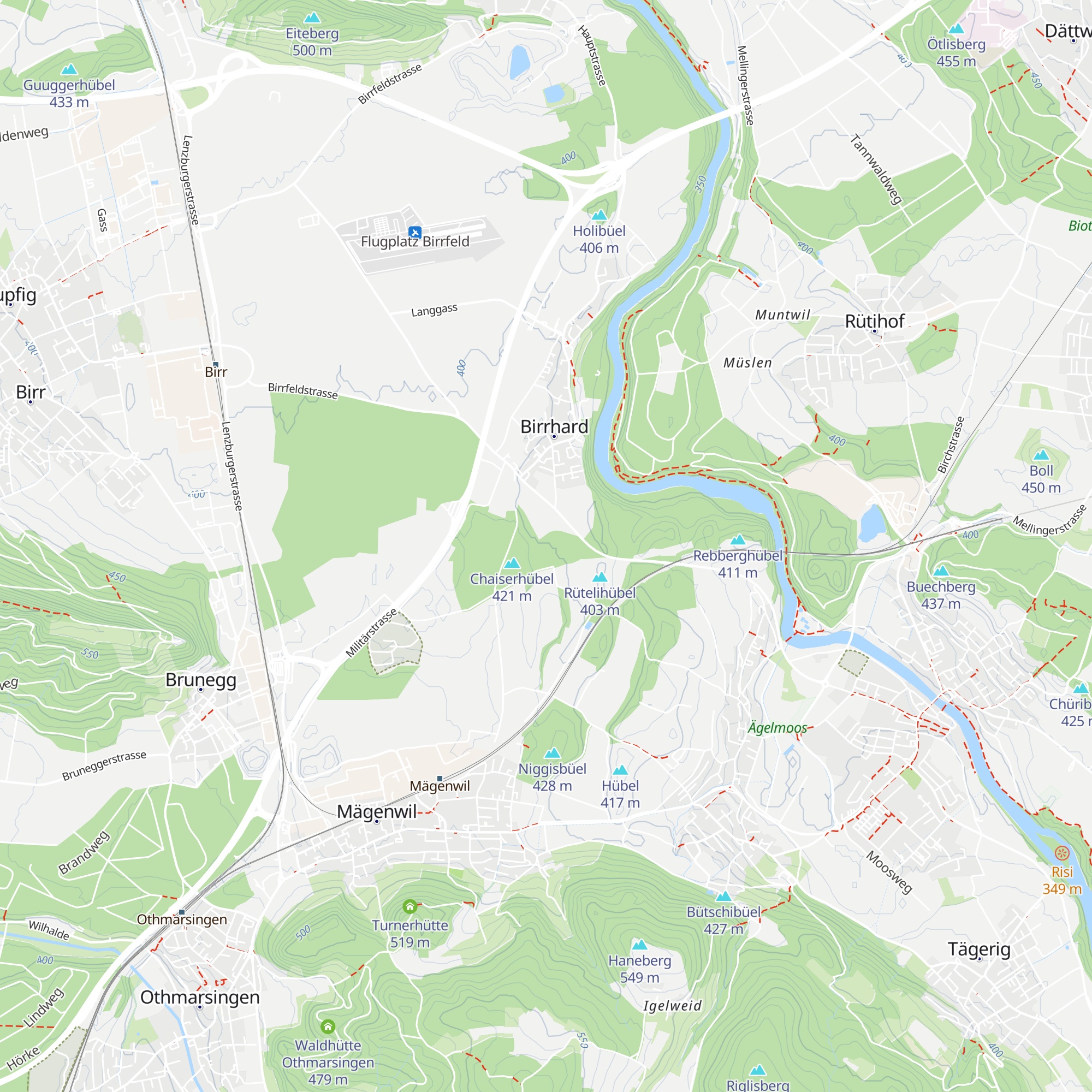 Waldhütte Birrhard map