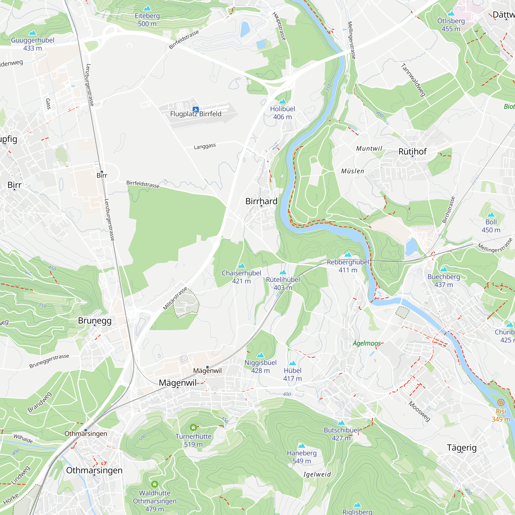 Waldhütte Birrhard map