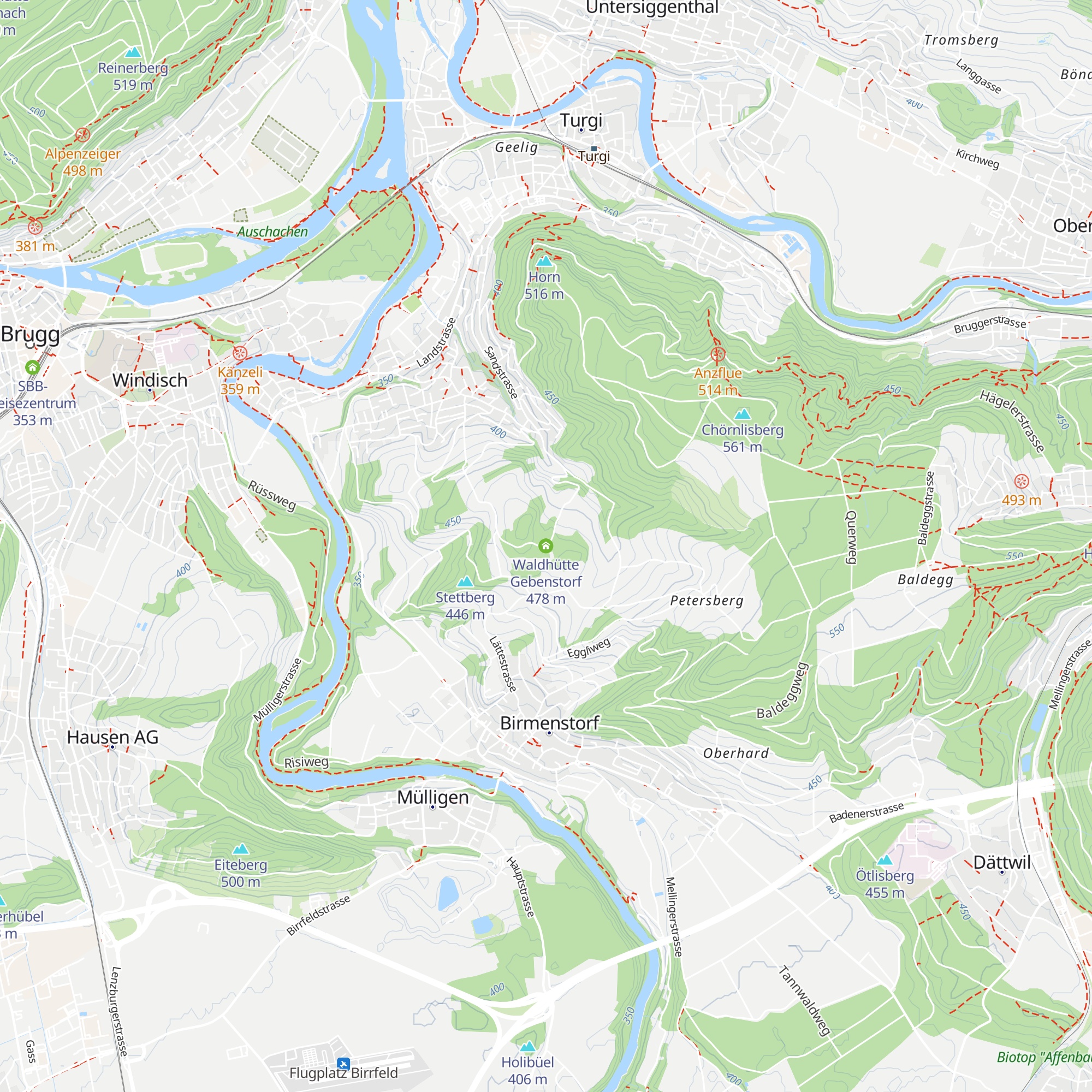 Waldhütte Gebenstorf map