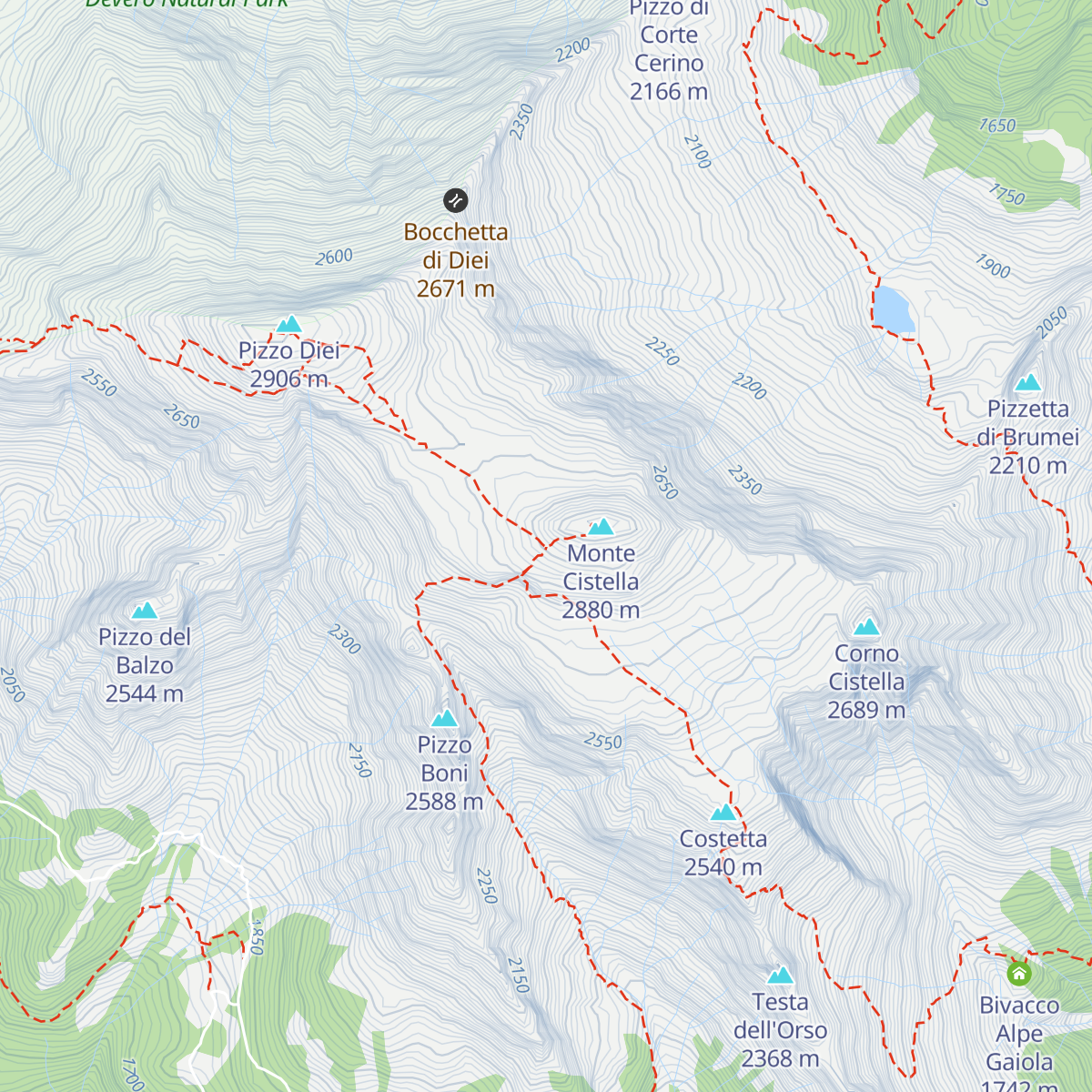Bivacco Giovanni Leoni map