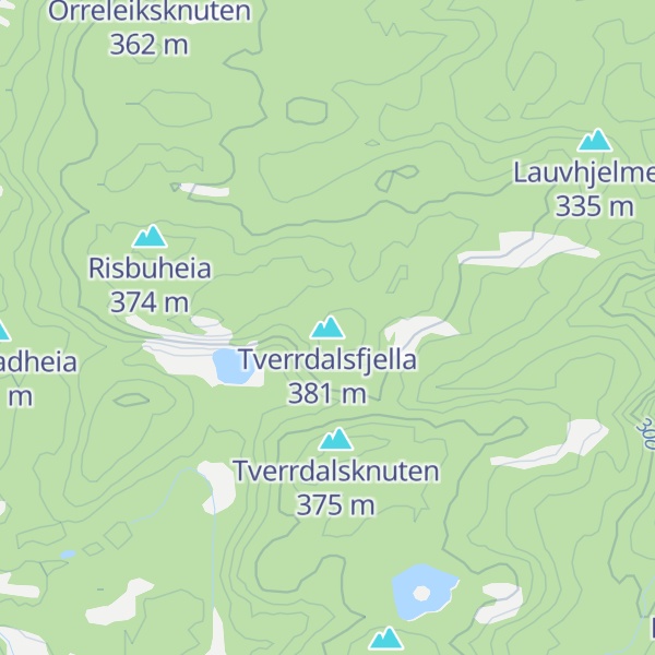 Map of Tverrdalsfjella