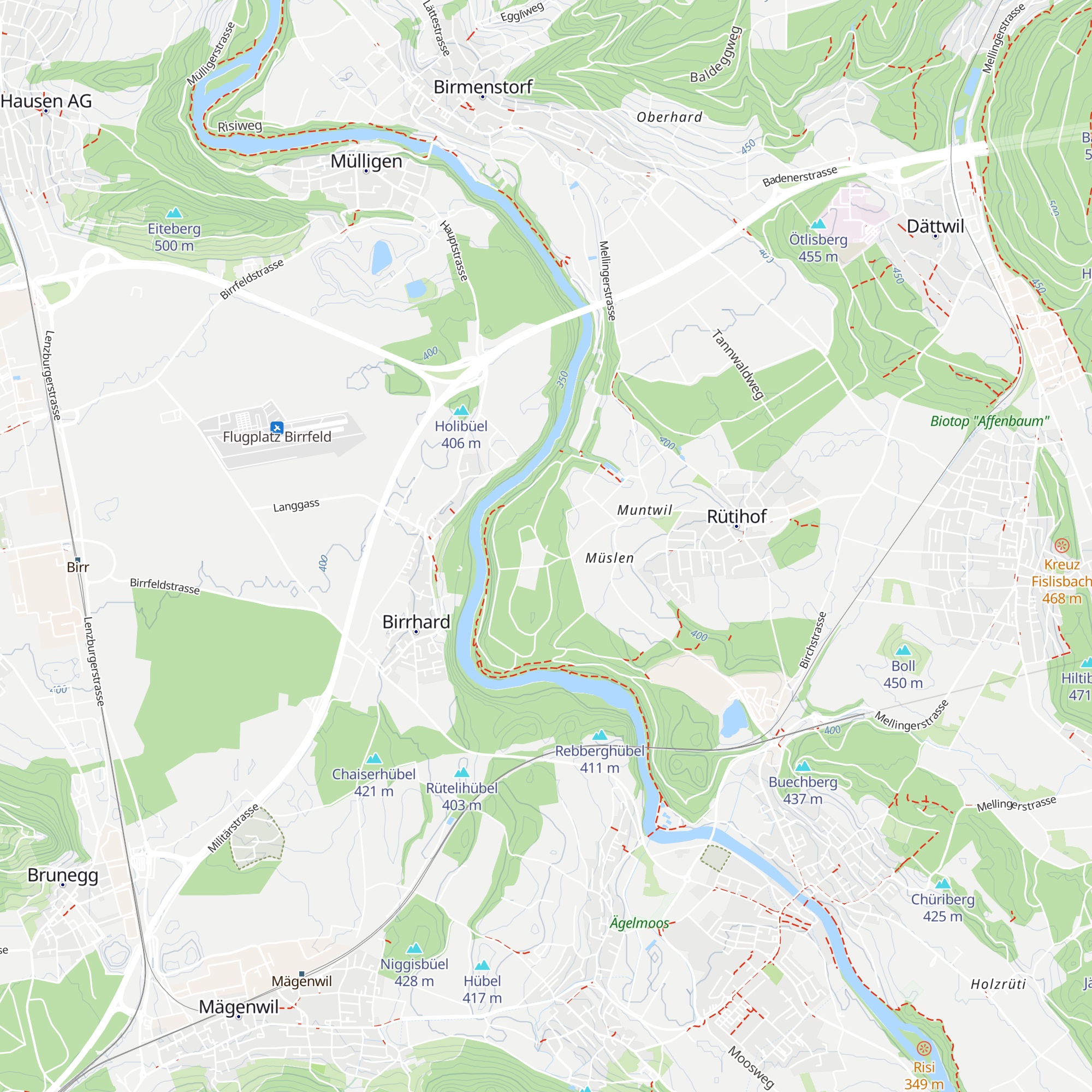 Waldhütte Birmenstorf map