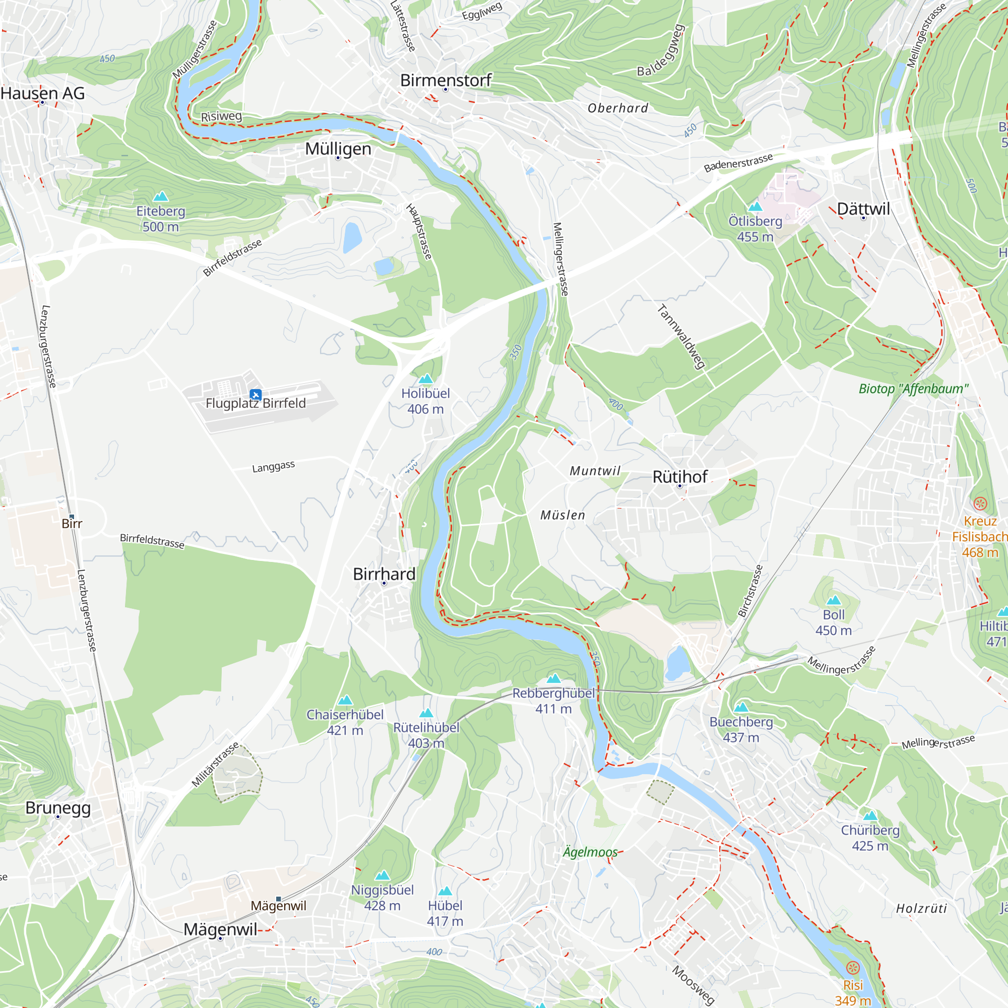 Waldhütte Birmenstorf map