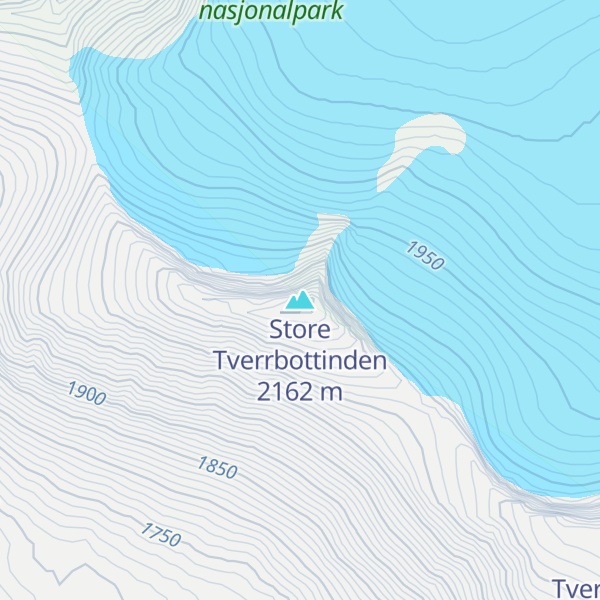 Map of Store Tverrbottinden