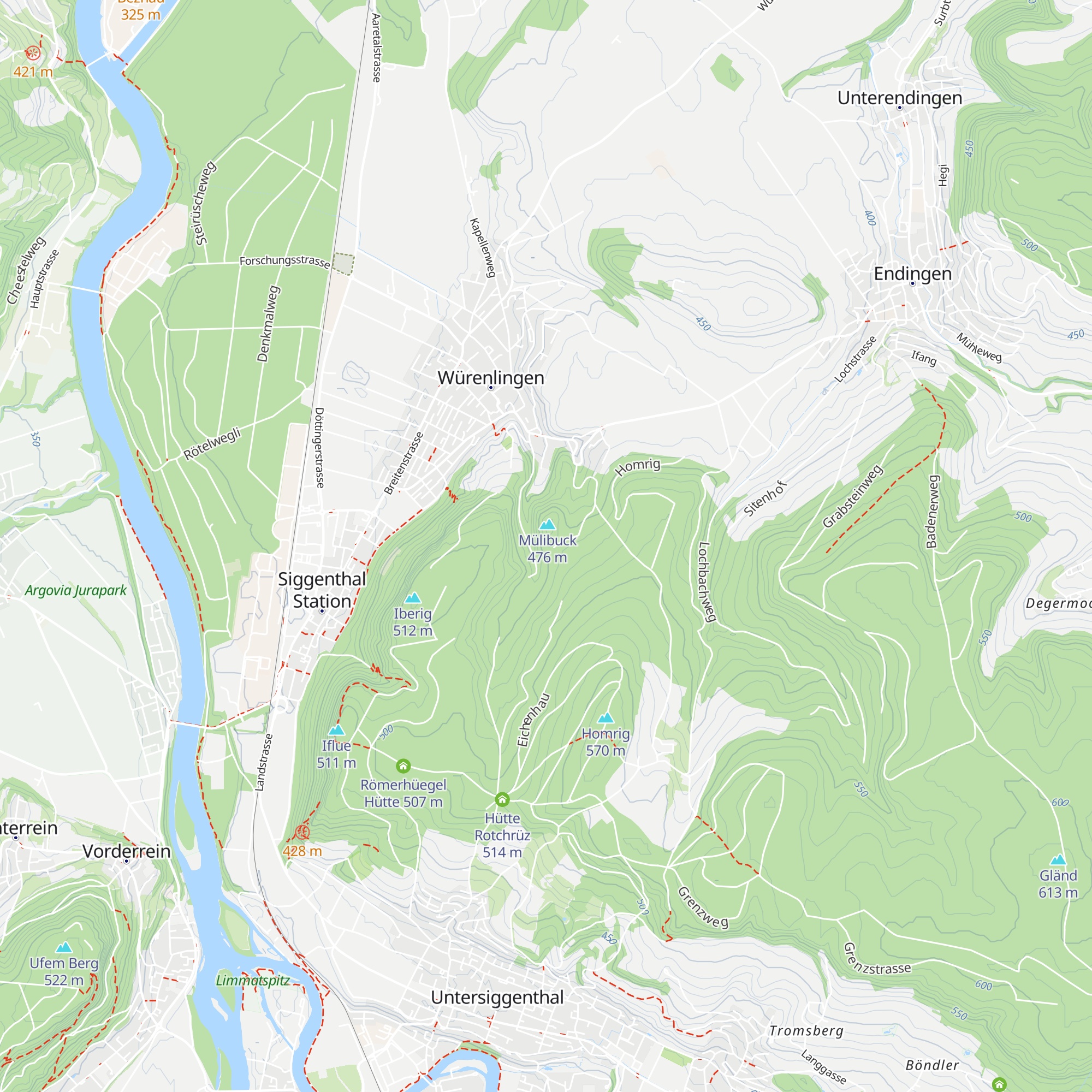 Waldhütte Würenlingen map