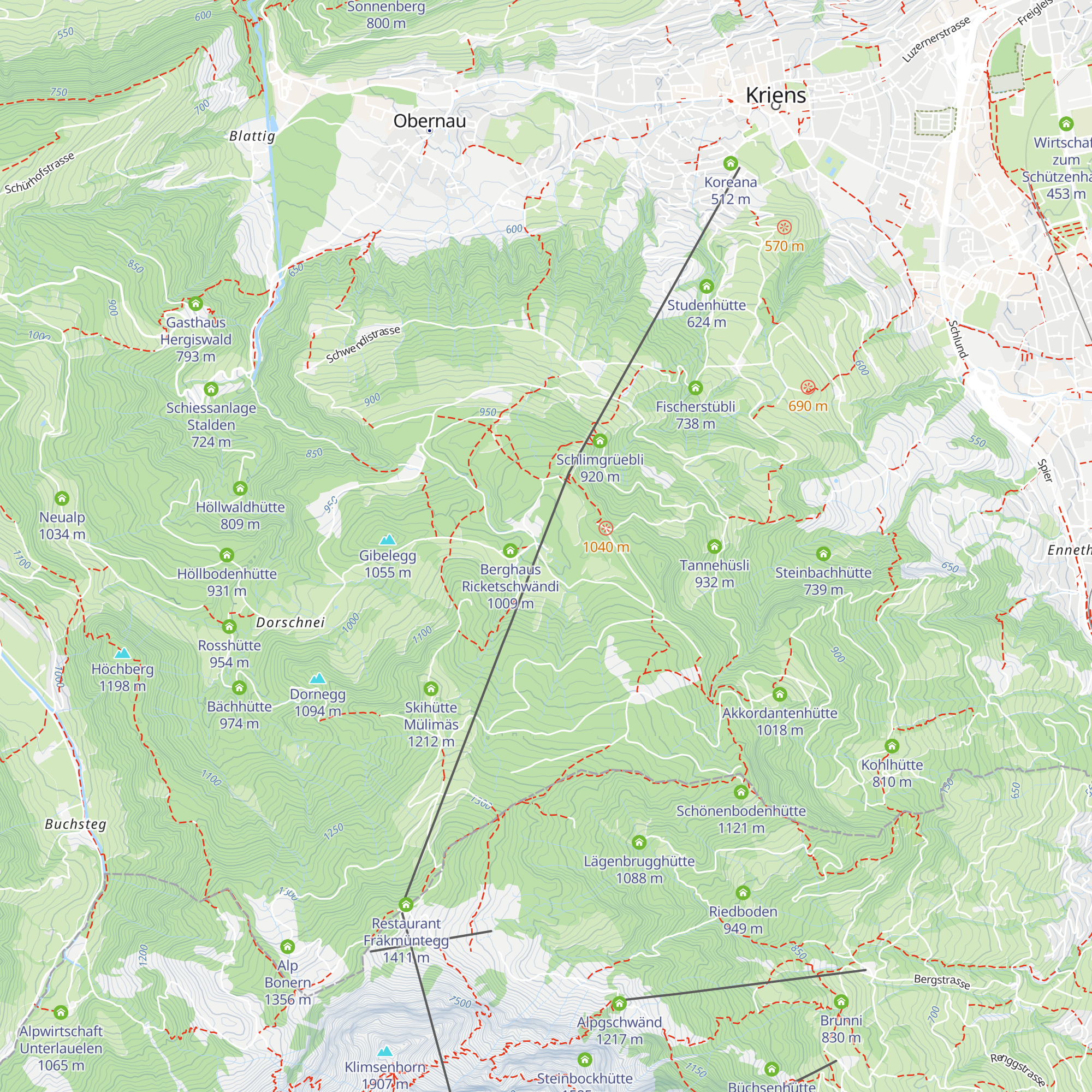 Naturfreundehaus Krienseregg map