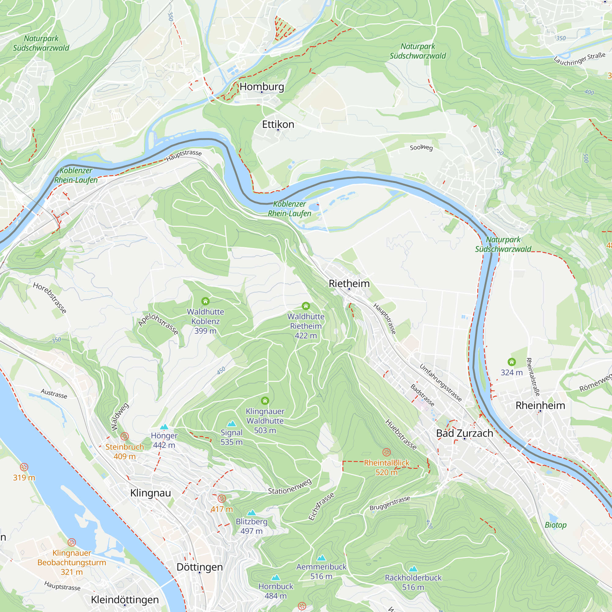 Waldhütte Rietheim map