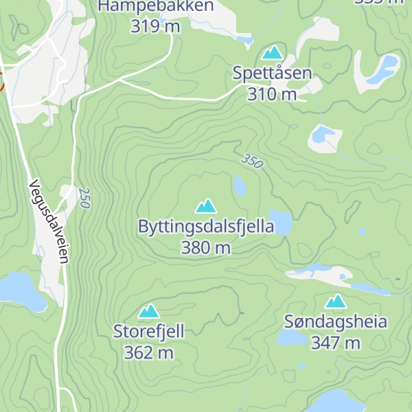 Map of Byttingsdalsfjella