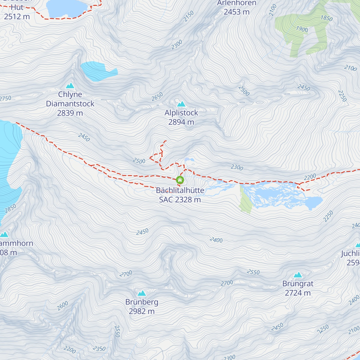 Bächlitalhütte SAC map