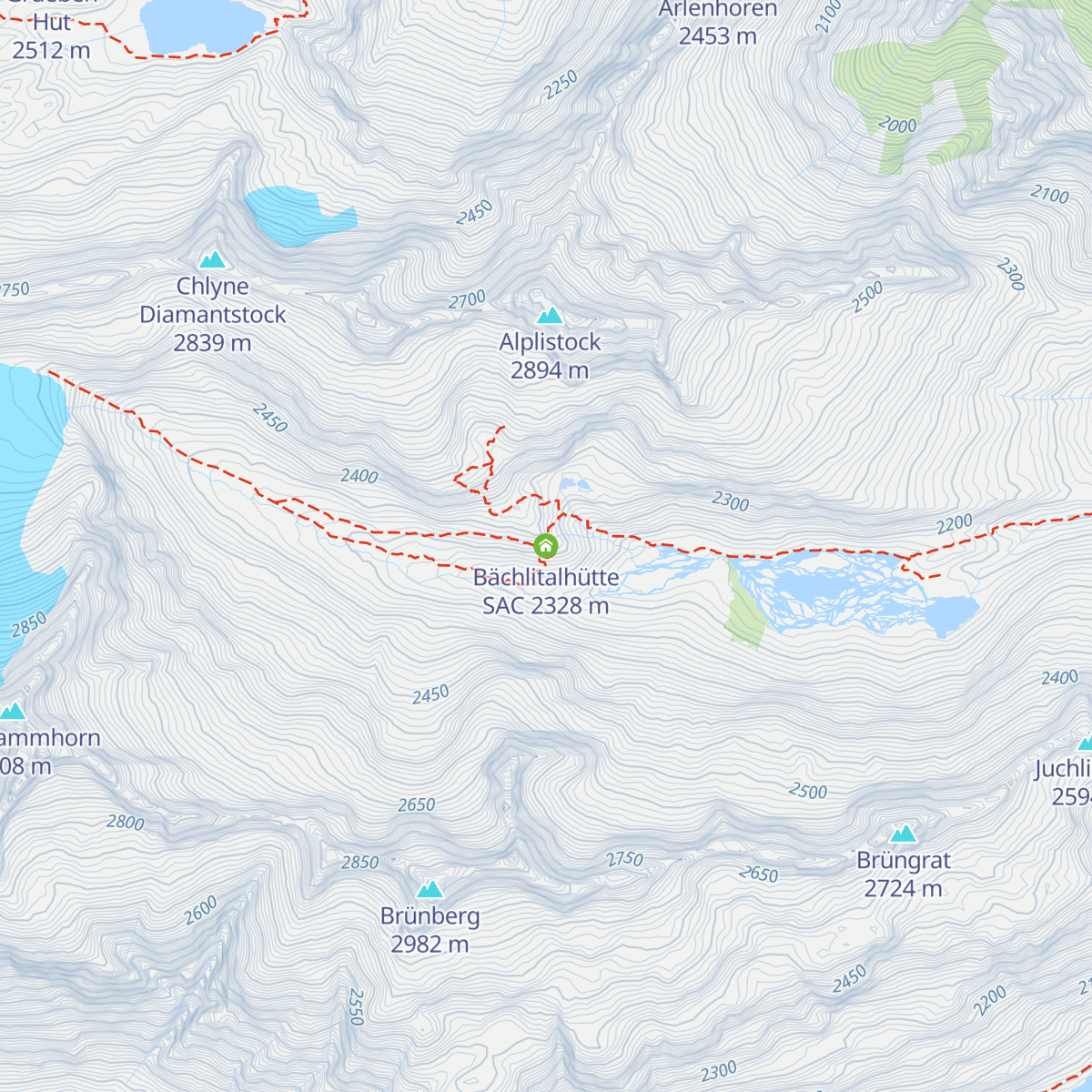 Bächlitalhütte SAC map