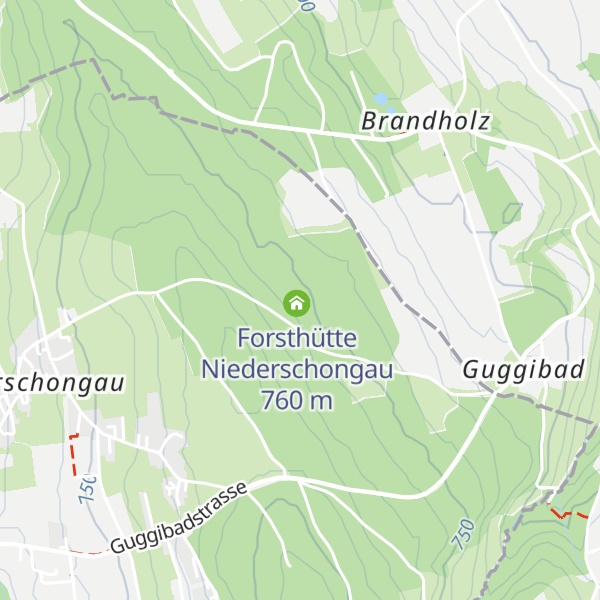 Map of Tannwald Waldhütte Niederschongau