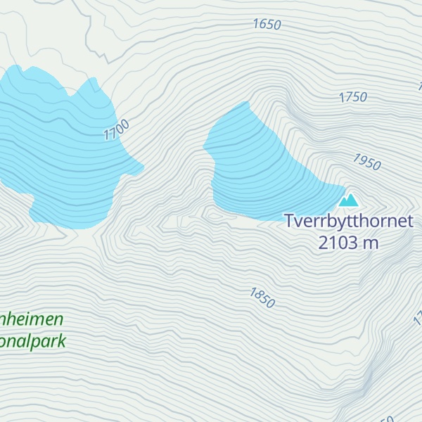 Map of Vestre Tverrbytthornet