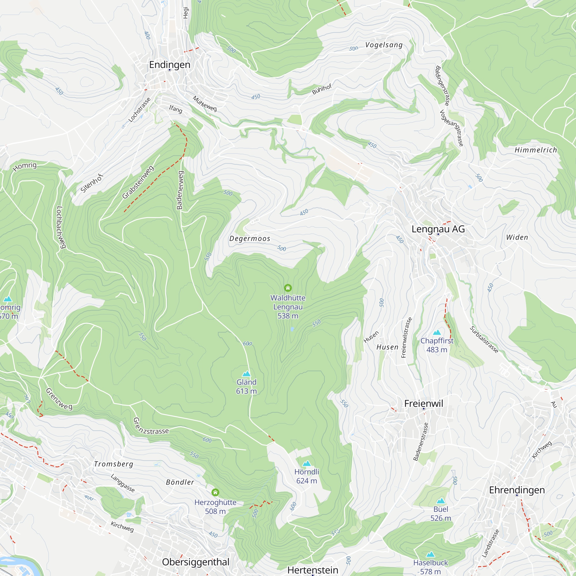 Waldhütte Lengnau map