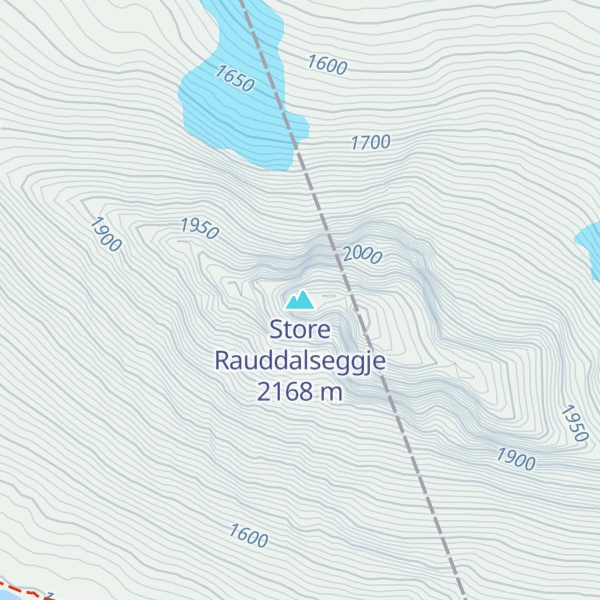 Map of Store Rauddalseggje