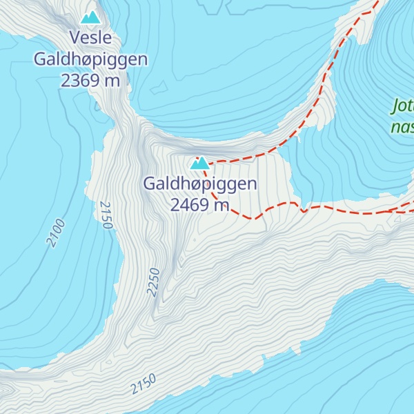 Map of Galdhøpiggen sørvest