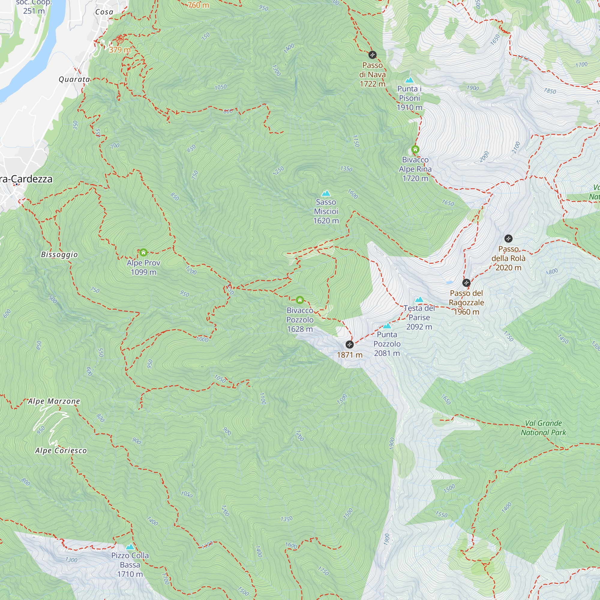 Bivacco Pozzolo map