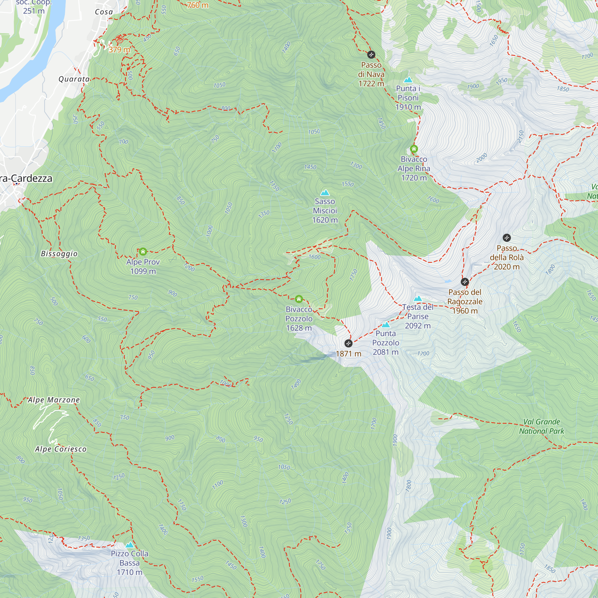 Bivacco Pozzolo map